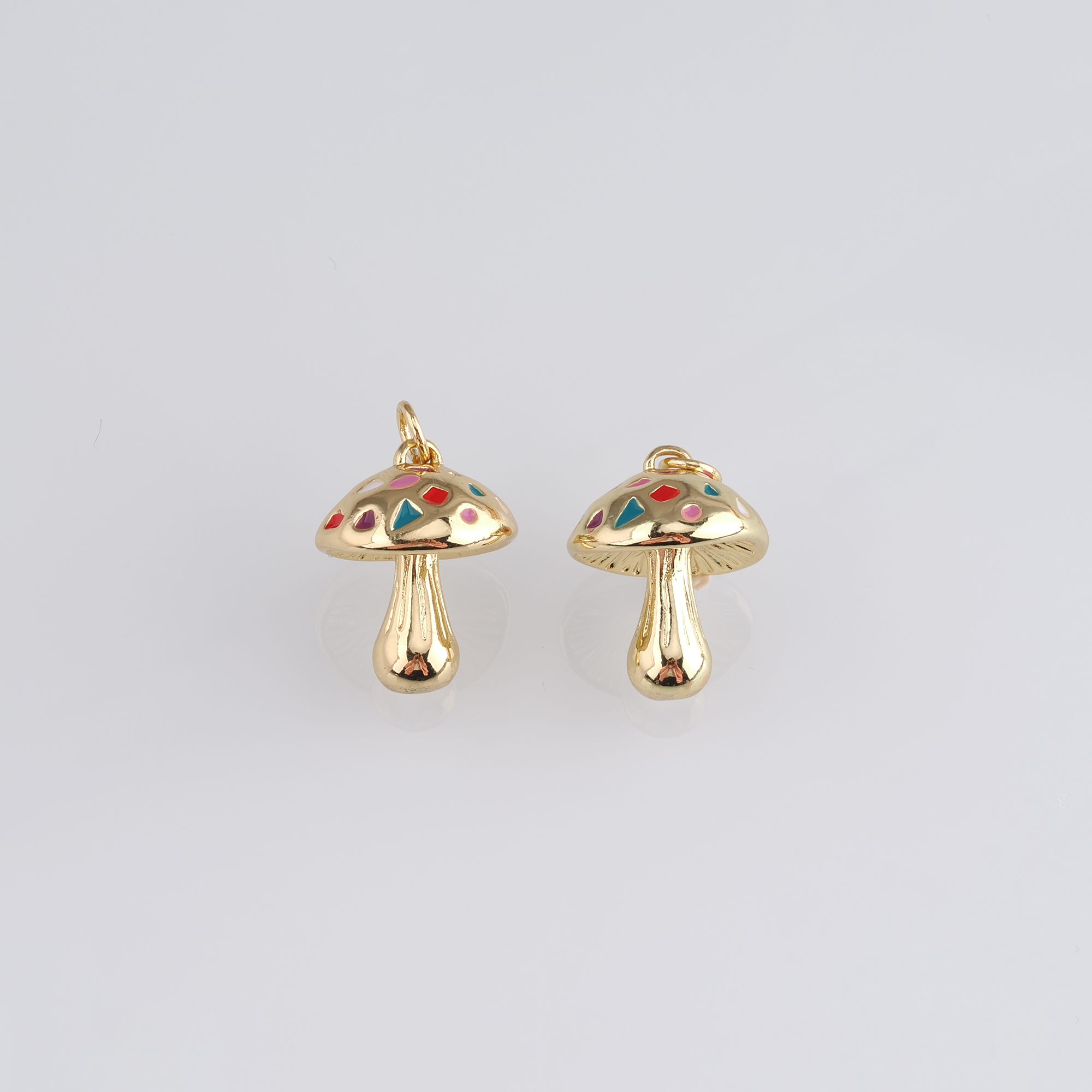 18K Gold Filled Mushroom Pendant,Enamel Mushroom Charm Earrings Necklace for DIY Jewelry Making Supply