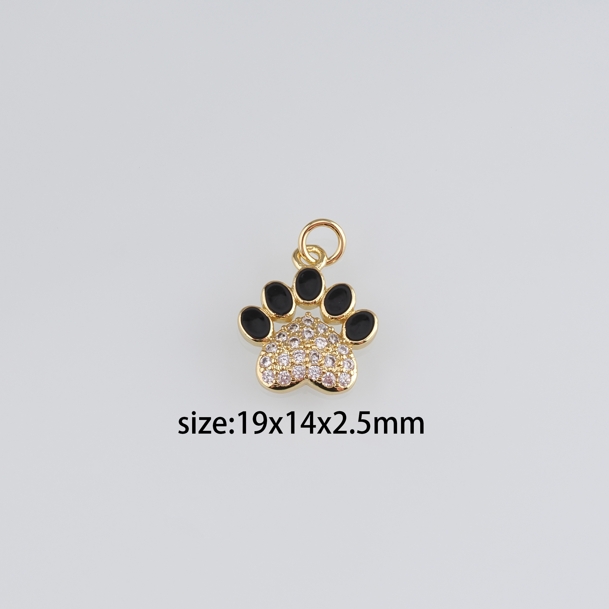 18K Gold Filled Paw Pendant,Enamel Paw Charm Earrings Necklace for DIY Jewelry Making Supply