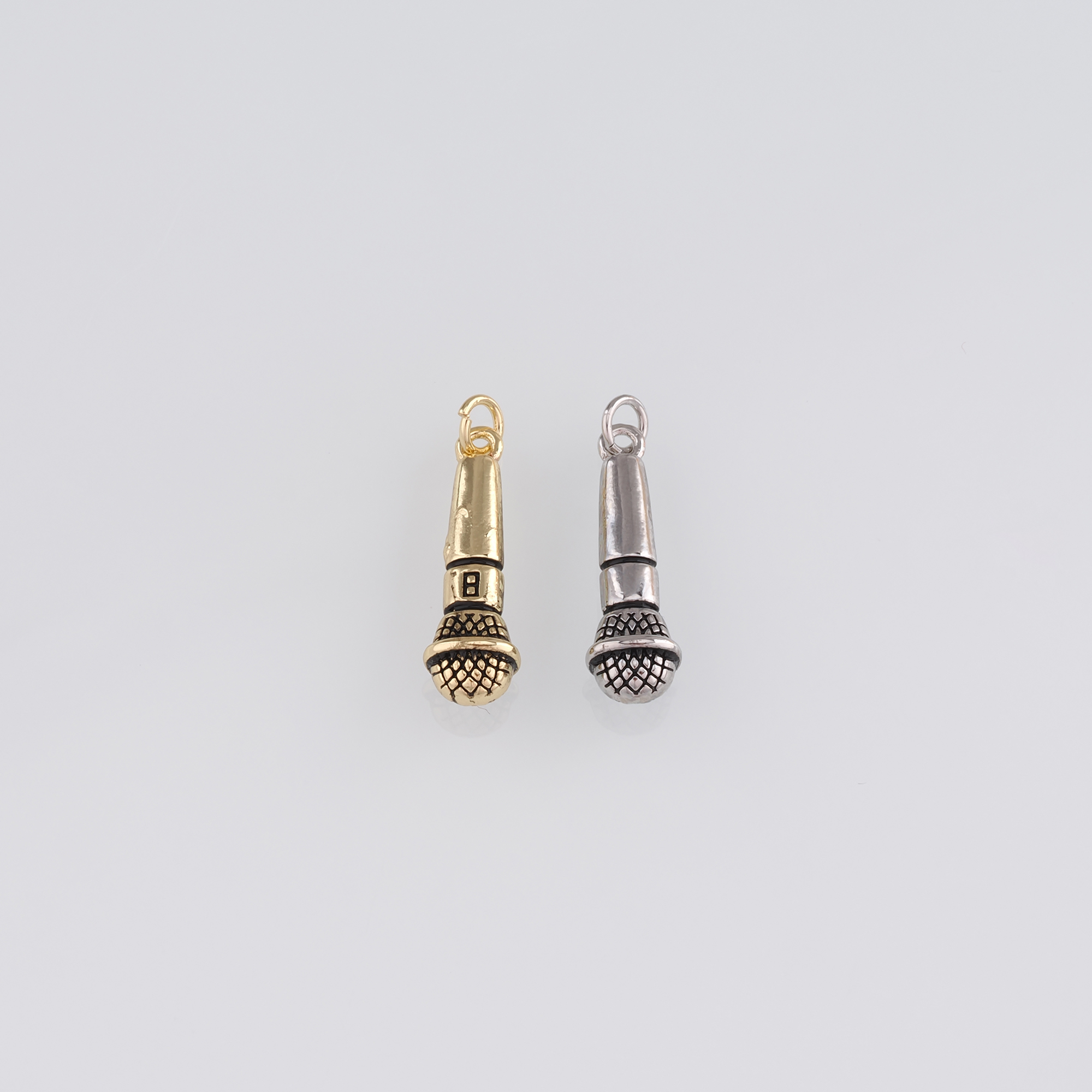 18K Gold Filled Microphone Pendant,Singer Music Charm,Microphone  Earrings Necklace for DIY Jewelry Making Supply