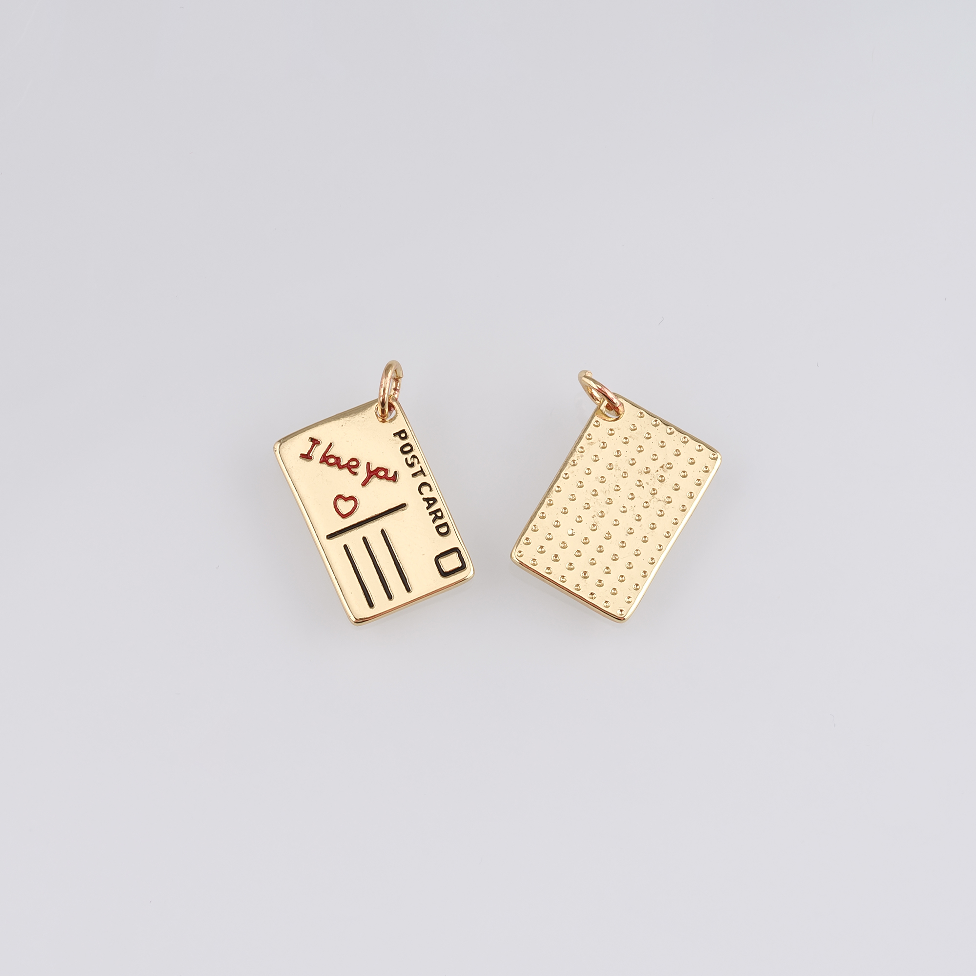 18K Gold Filled Postcard Pendant,Dainty Postcard Charm Earrings Necklace for DIY Jewelry Making Supply