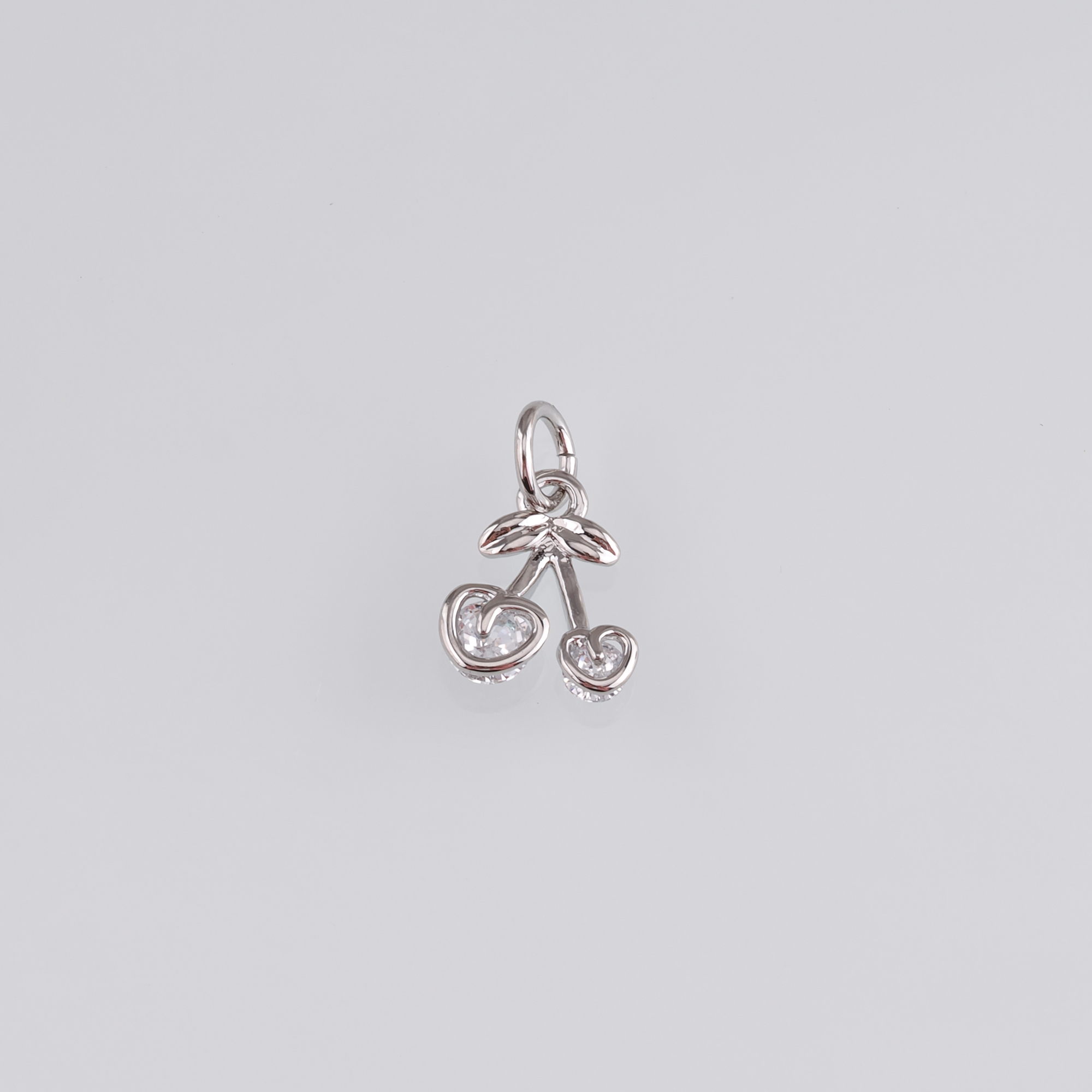 18K Gold Filled Cherry Pendant,Fruit Charm,CZ Micro Pave Cherry Earrings Necklace for DIY Jewelry Making Supply