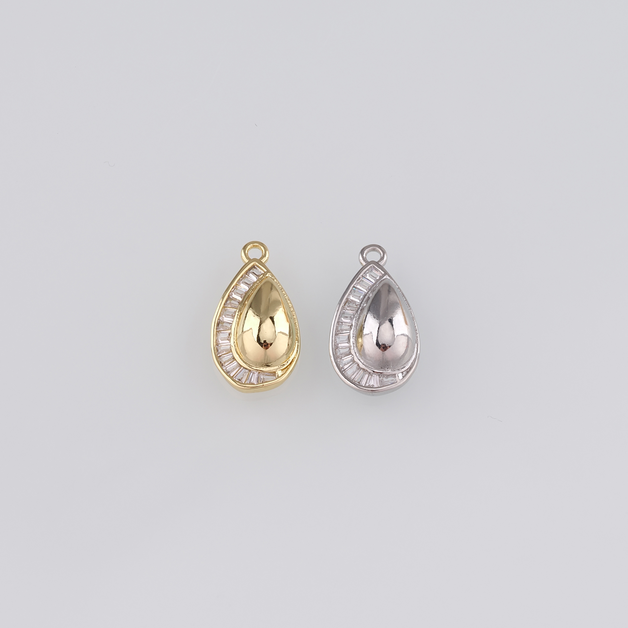 18K Gold Filled Teardrop Pendant,CZ Micro Pave Water Drop Charm Earrings Necklace for DIY Jewelry Making Supply