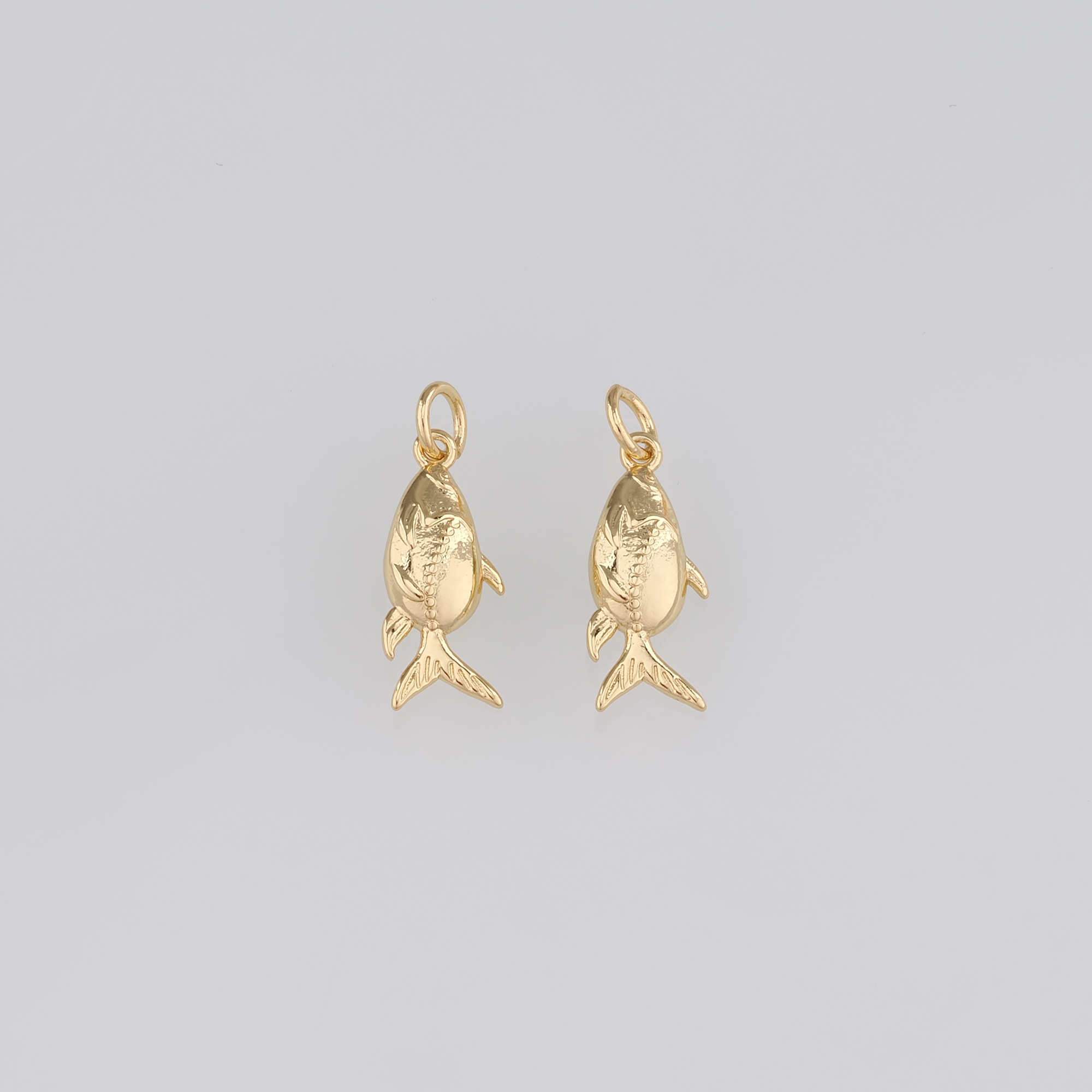 18K Gold Filled Fish Pendant,Dainty Fish Charm Earrings Necklace for DIY Jewelry Making Supply