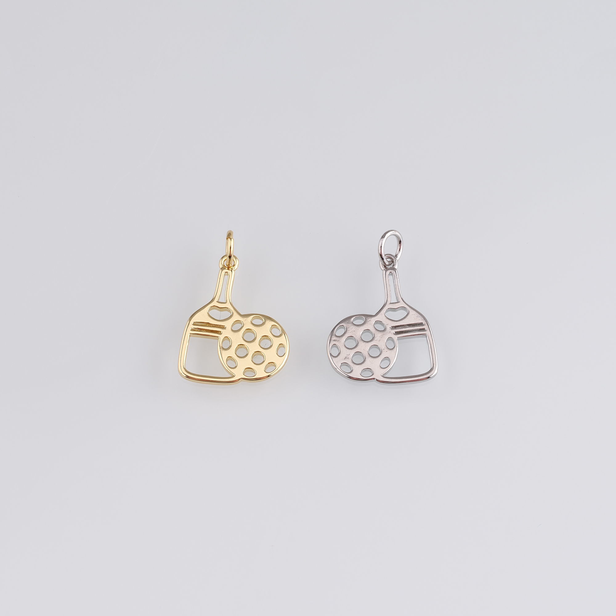 18K Gold Filled Tennis Racket Pendant,Dainty Racket Charm Earrings Necklace for DIY Jewelry Making Supply
