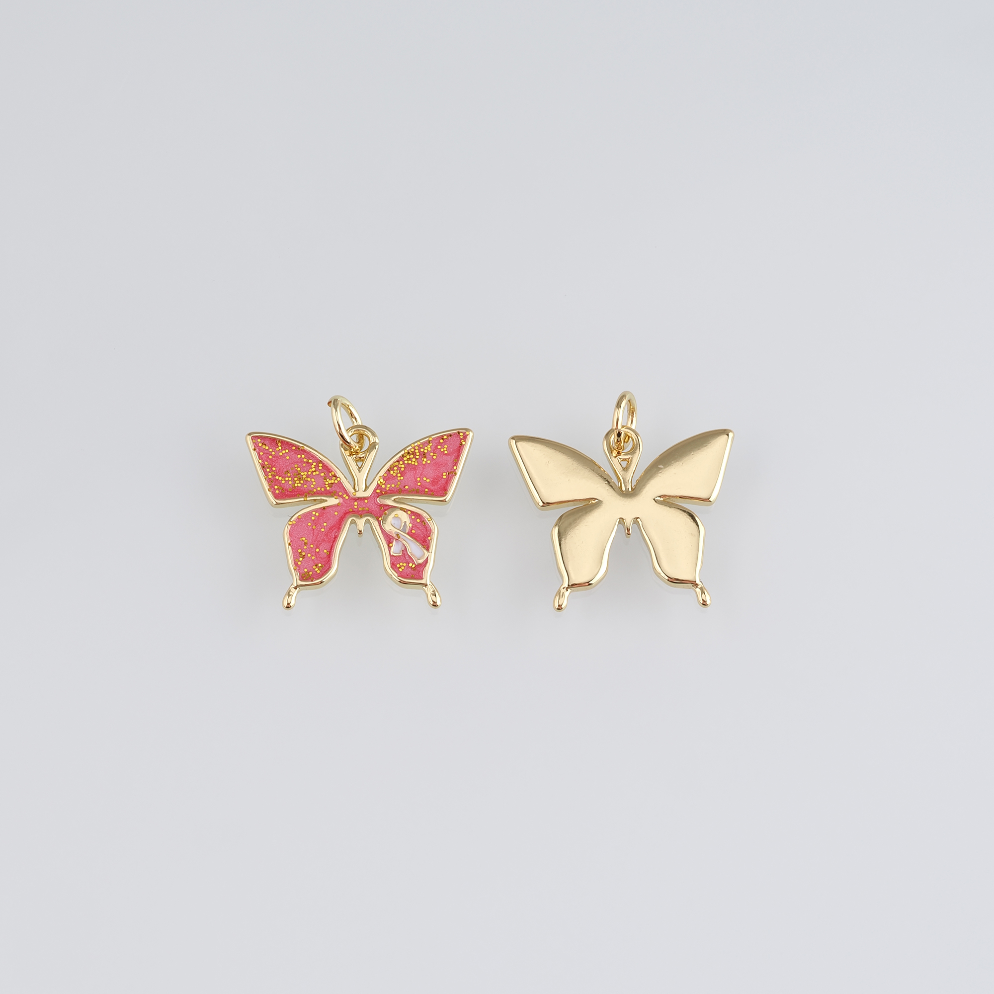 18K Gold Filled Butterfly Pendant,Enamel Butterfly Charm Earrings Necklace for DIY Jewelry Making Supply