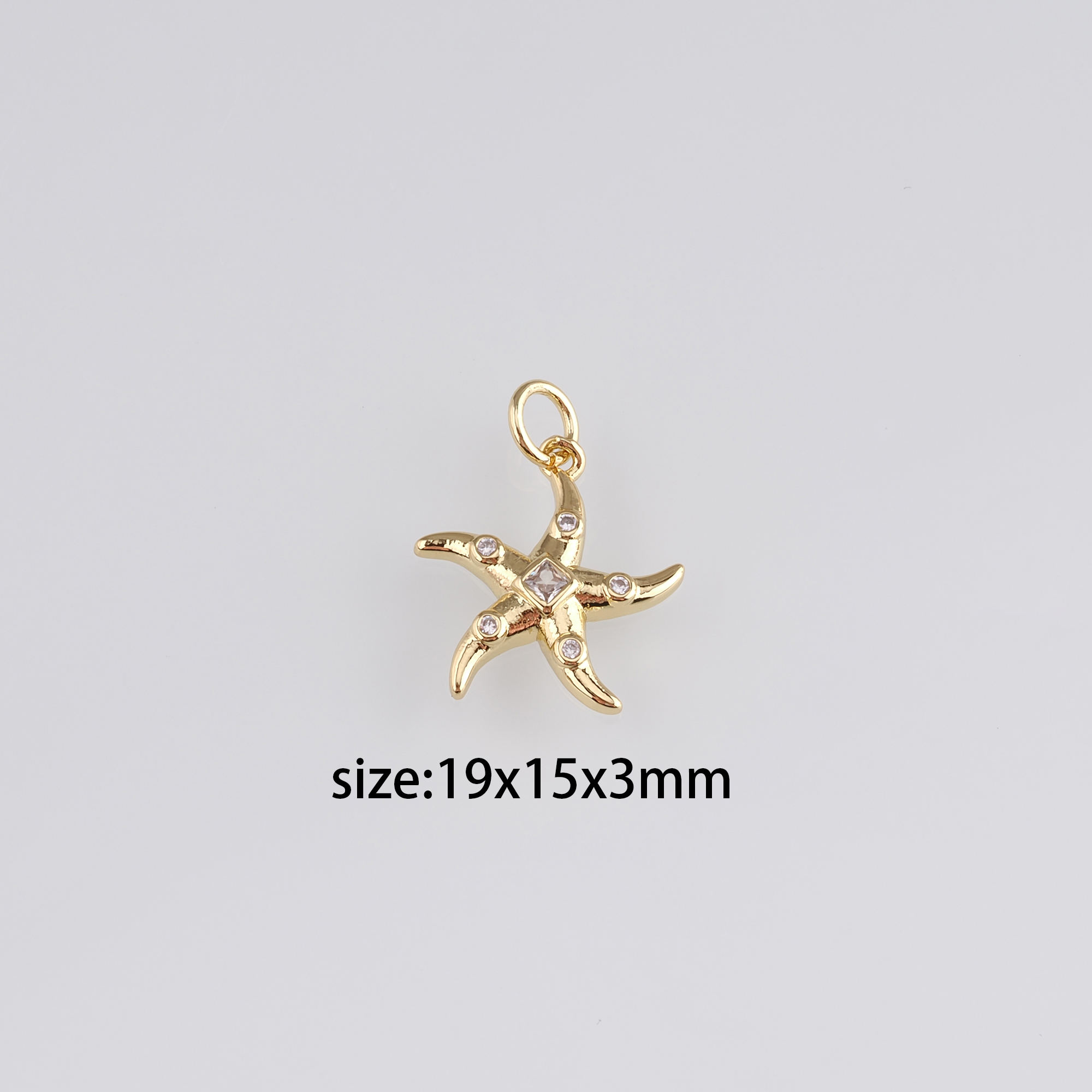 18K Gold Filled Starfish Pendant,CZ Micro Pave Starfish Charm Earrings Necklace for DIY Jewelry Making Supply