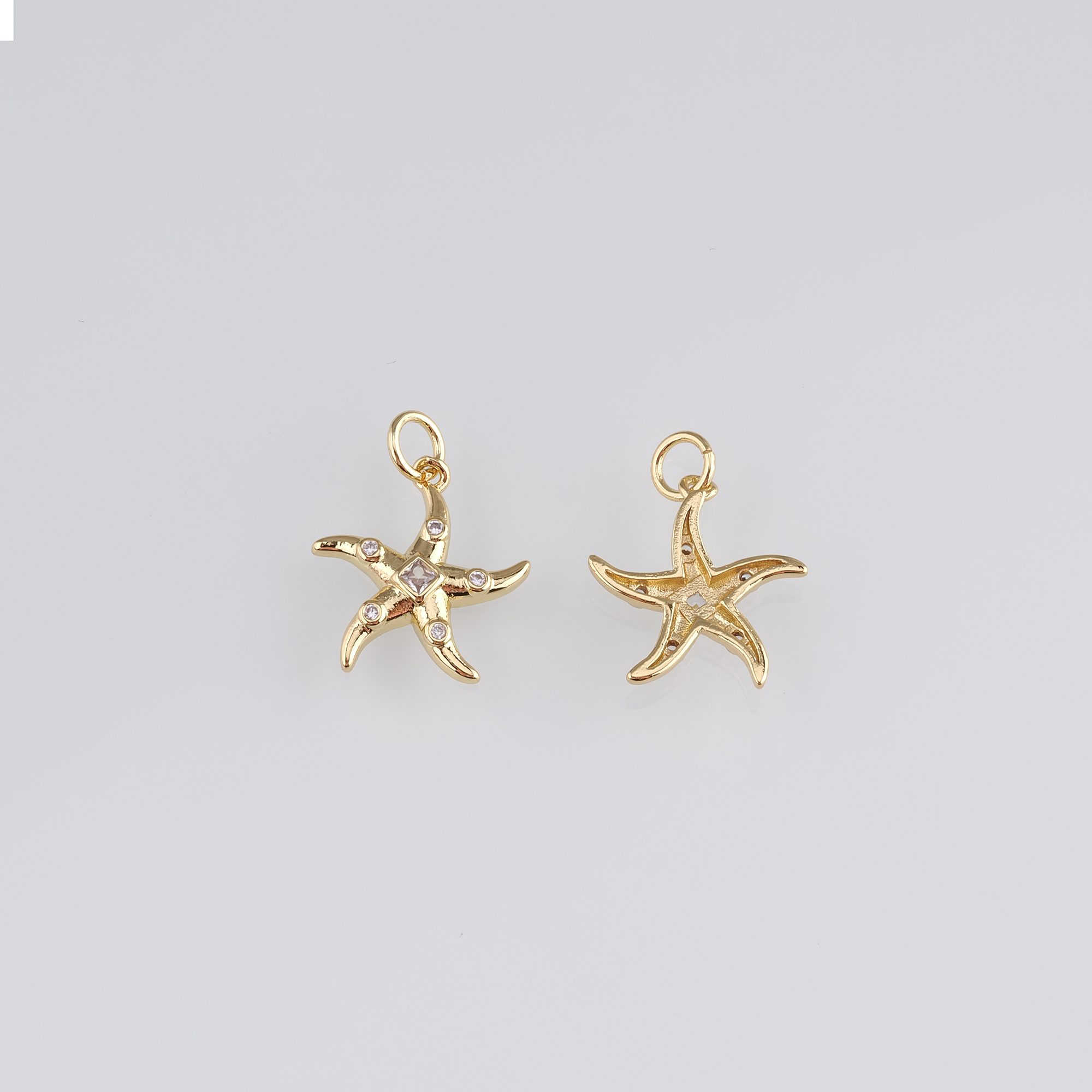 18K Gold Filled Starfish Pendant,CZ Micro Pave Starfish Charm Earrings Necklace for DIY Jewelry Making Supply
