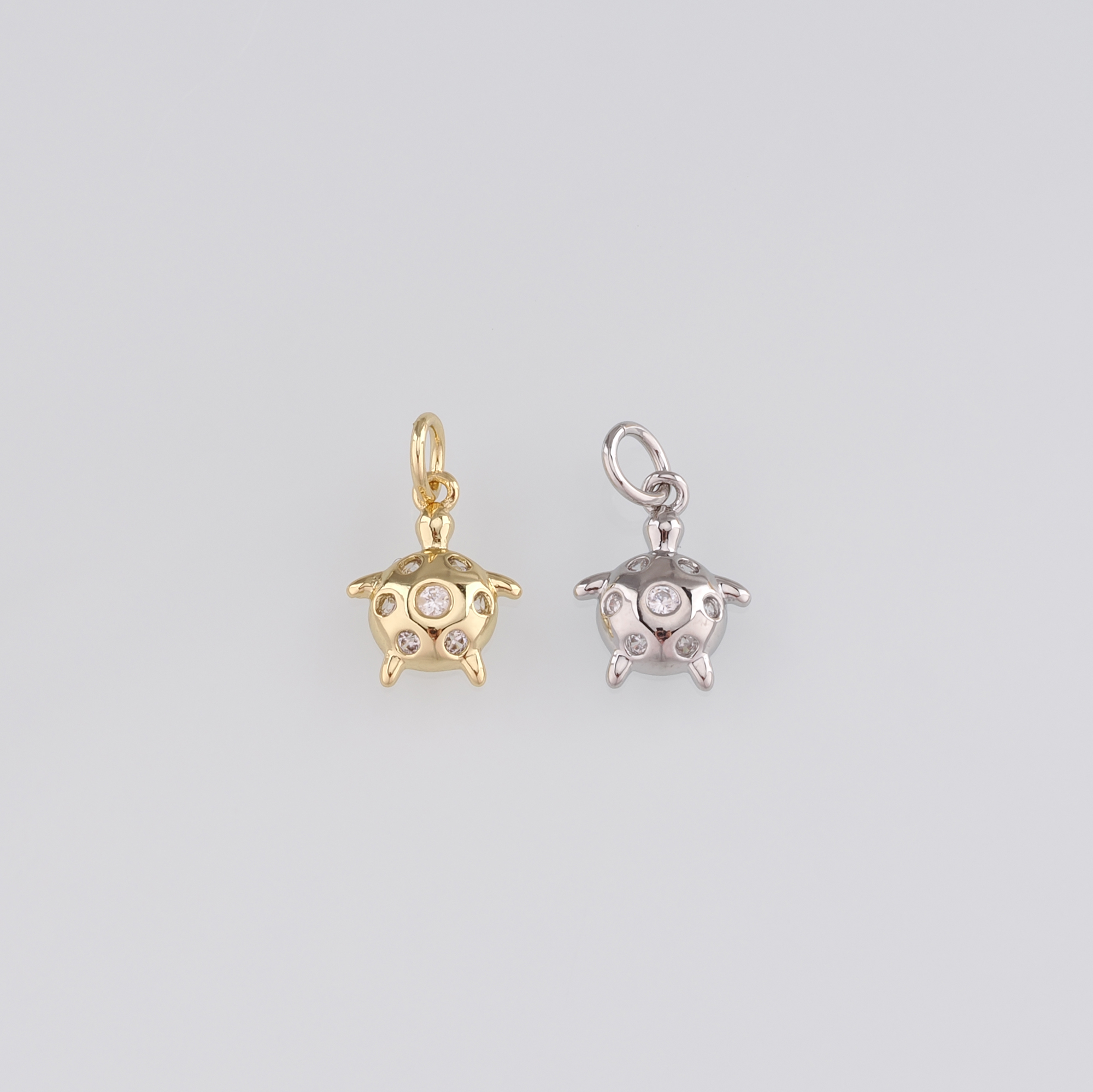 18K Gold Filled Turtle Pendant,CZ Micro Pave Turtle Charm Earrings Necklace for DIY Jewelry Making Supply