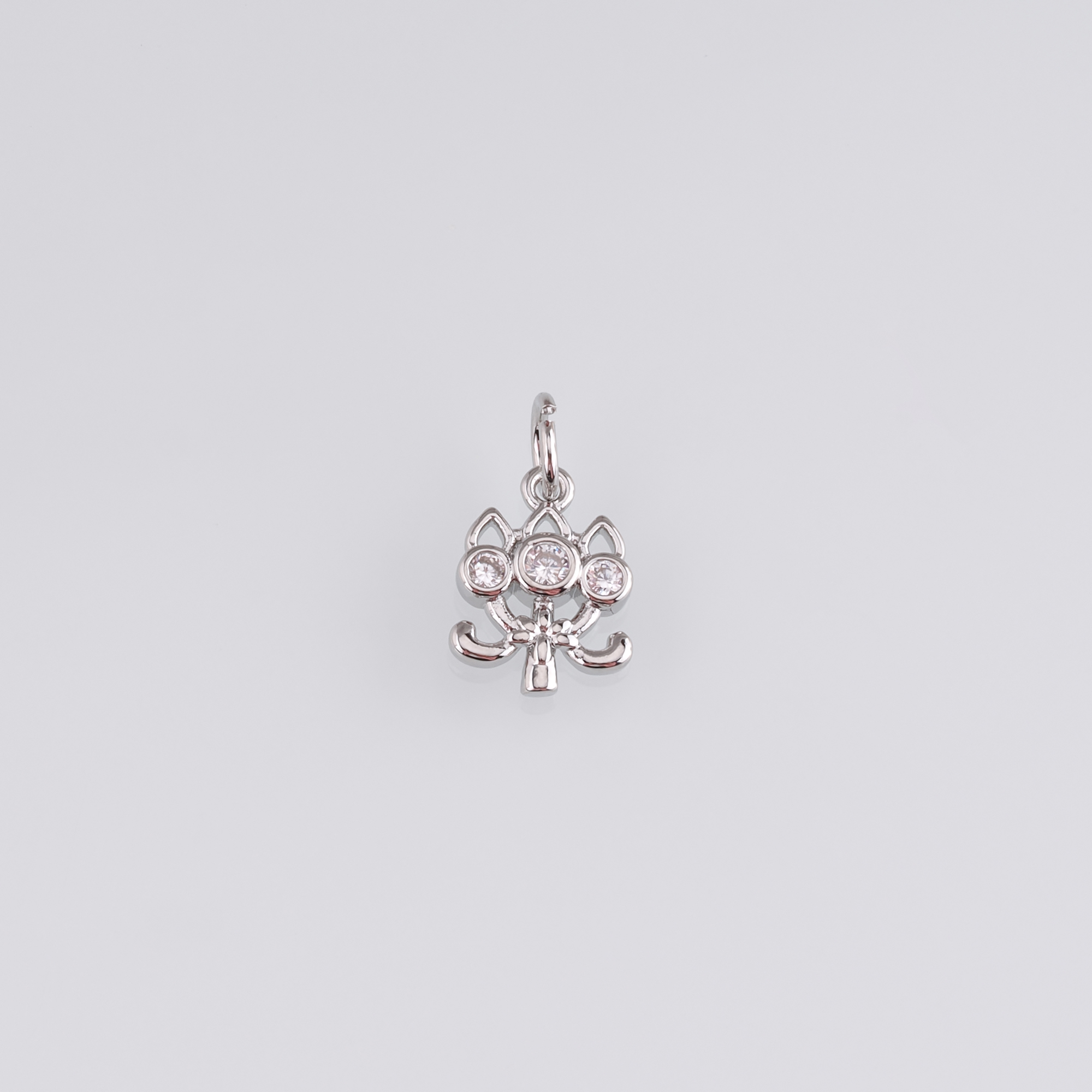18K Gold Filled Flower Pendant,CZ Micro Pave Flower Charm Earrings Necklace for DIY Jewelry Making Supply