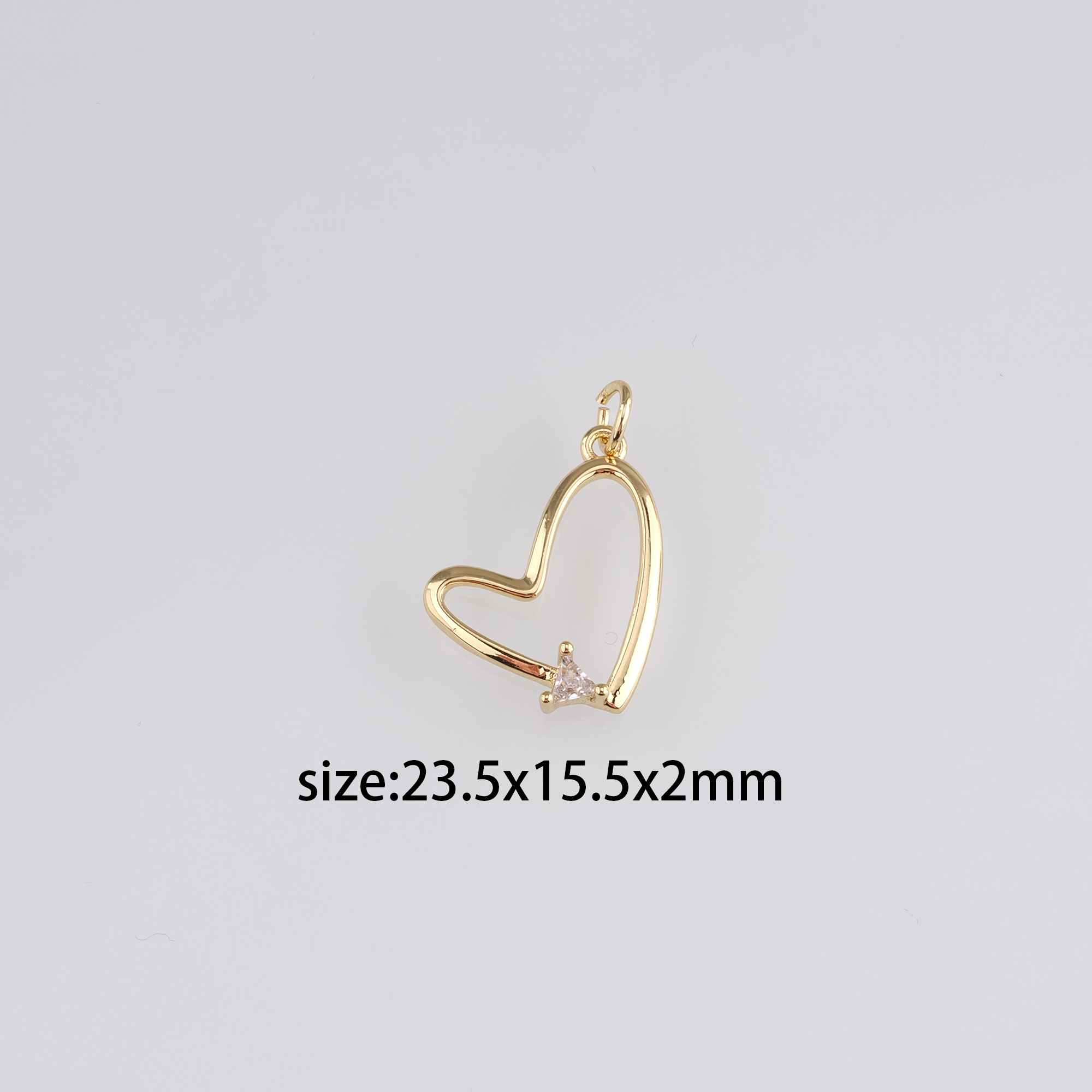 18K Gold Filled Heart Pendant,CZ Micro Pave Heart Charm Earrings Necklace for DIY Jewelry Making Supply