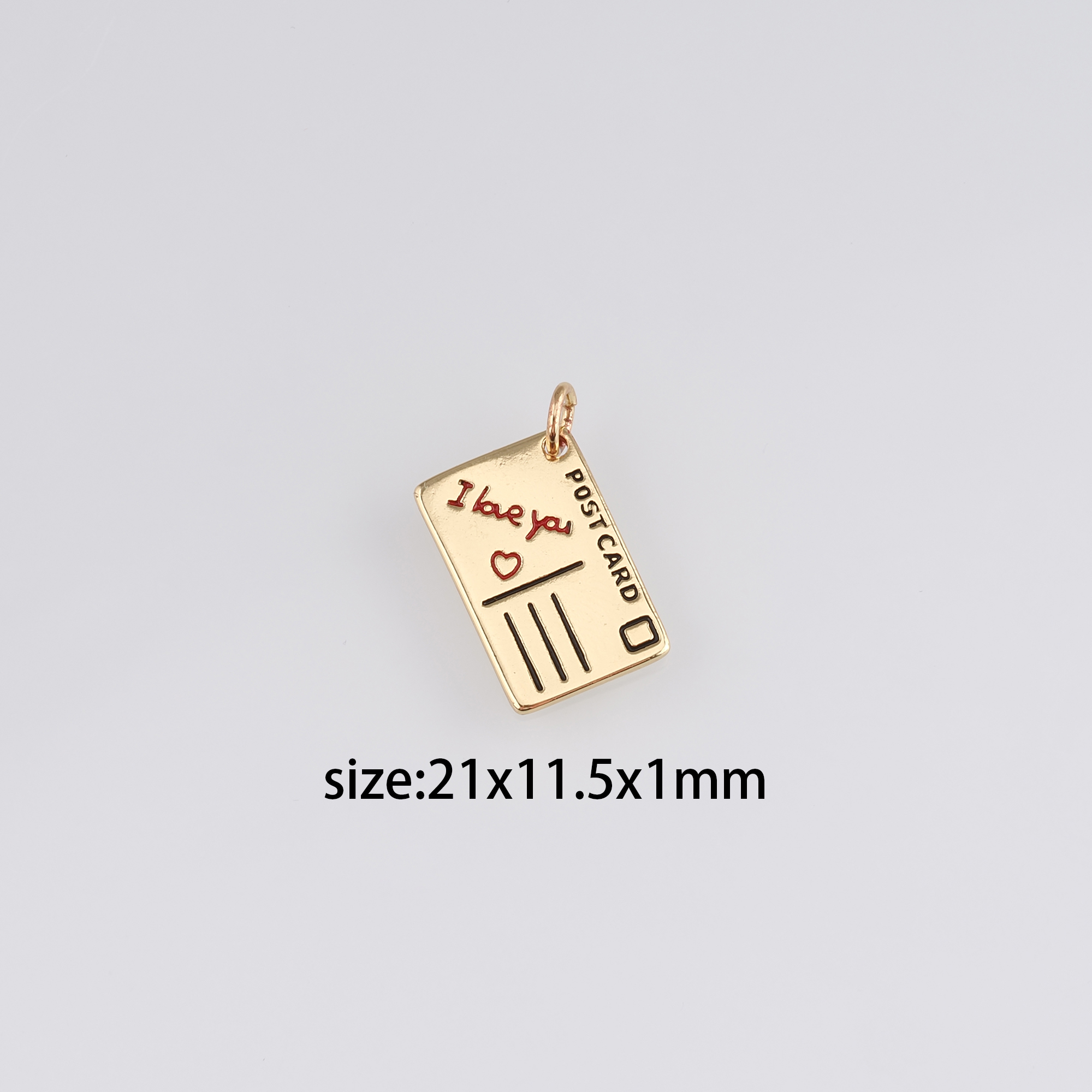 18K Gold Filled Postcard Pendant,Dainty Postcard Charm Earrings Necklace for DIY Jewelry Making Supply