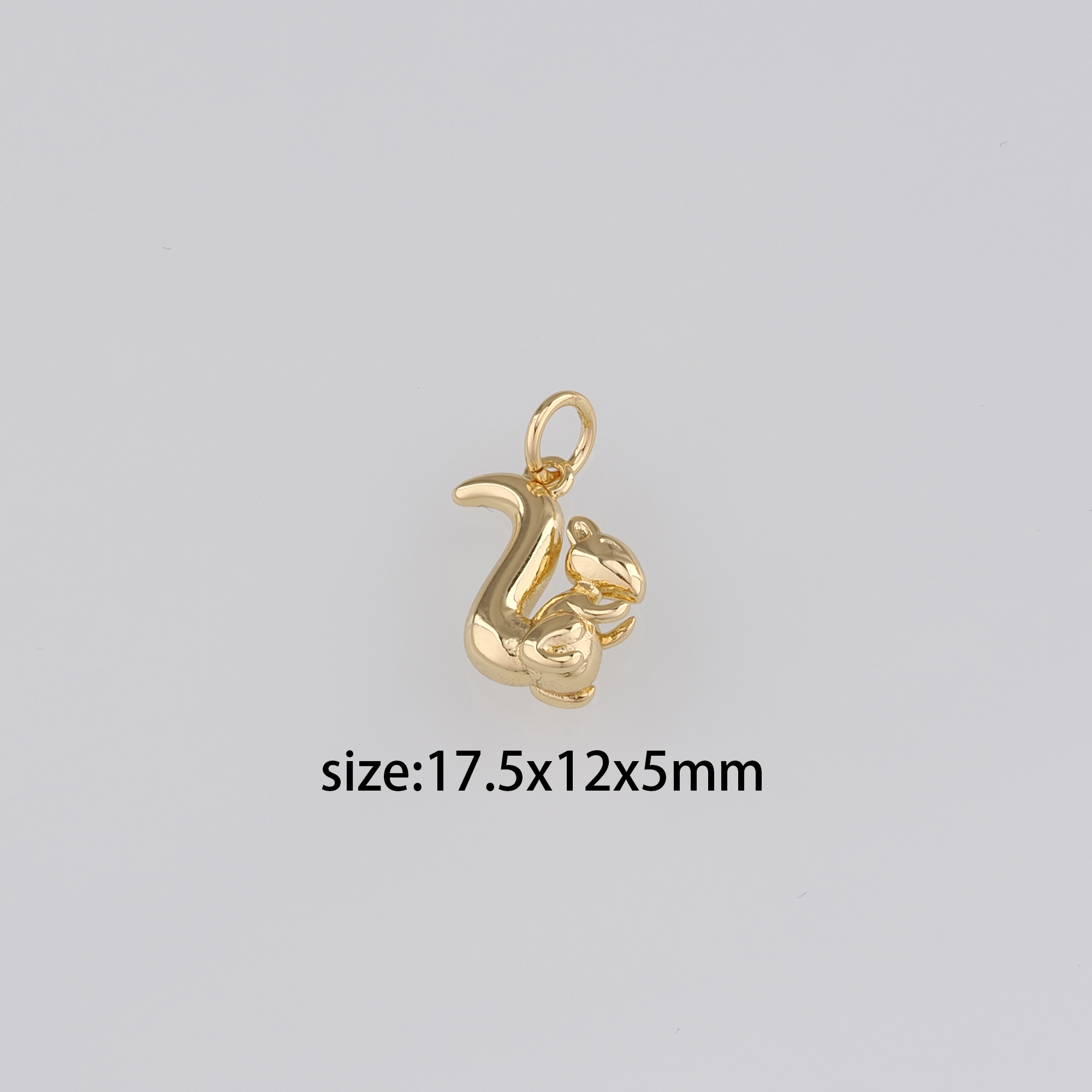 18K Gold Filled Squirrel Pendant,Animal Charm Earrings Necklace for DIY Jewelry Making Supply