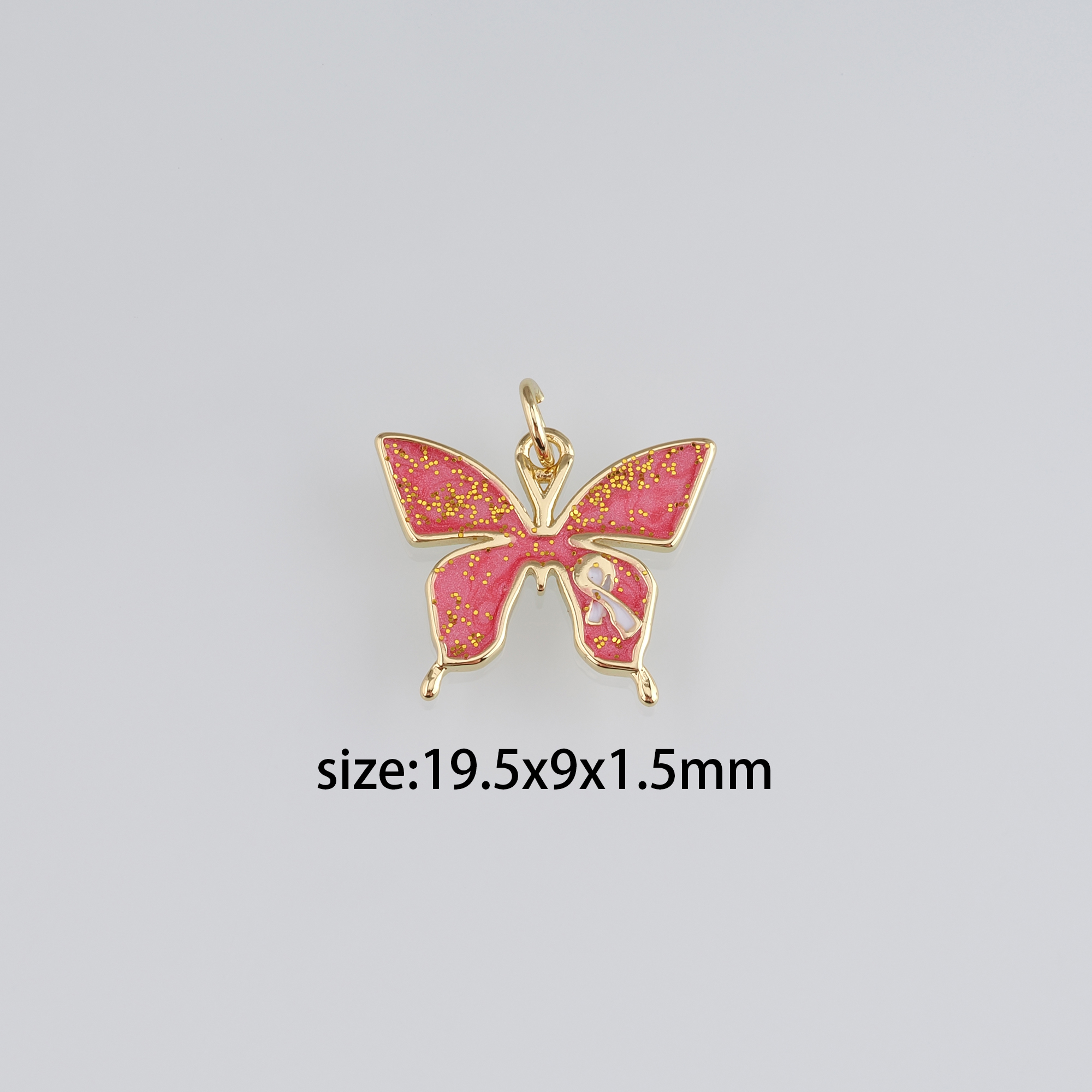 18K Gold Filled Butterfly Pendant,Enamel Butterfly Charm Earrings Necklace for DIY Jewelry Making Supply