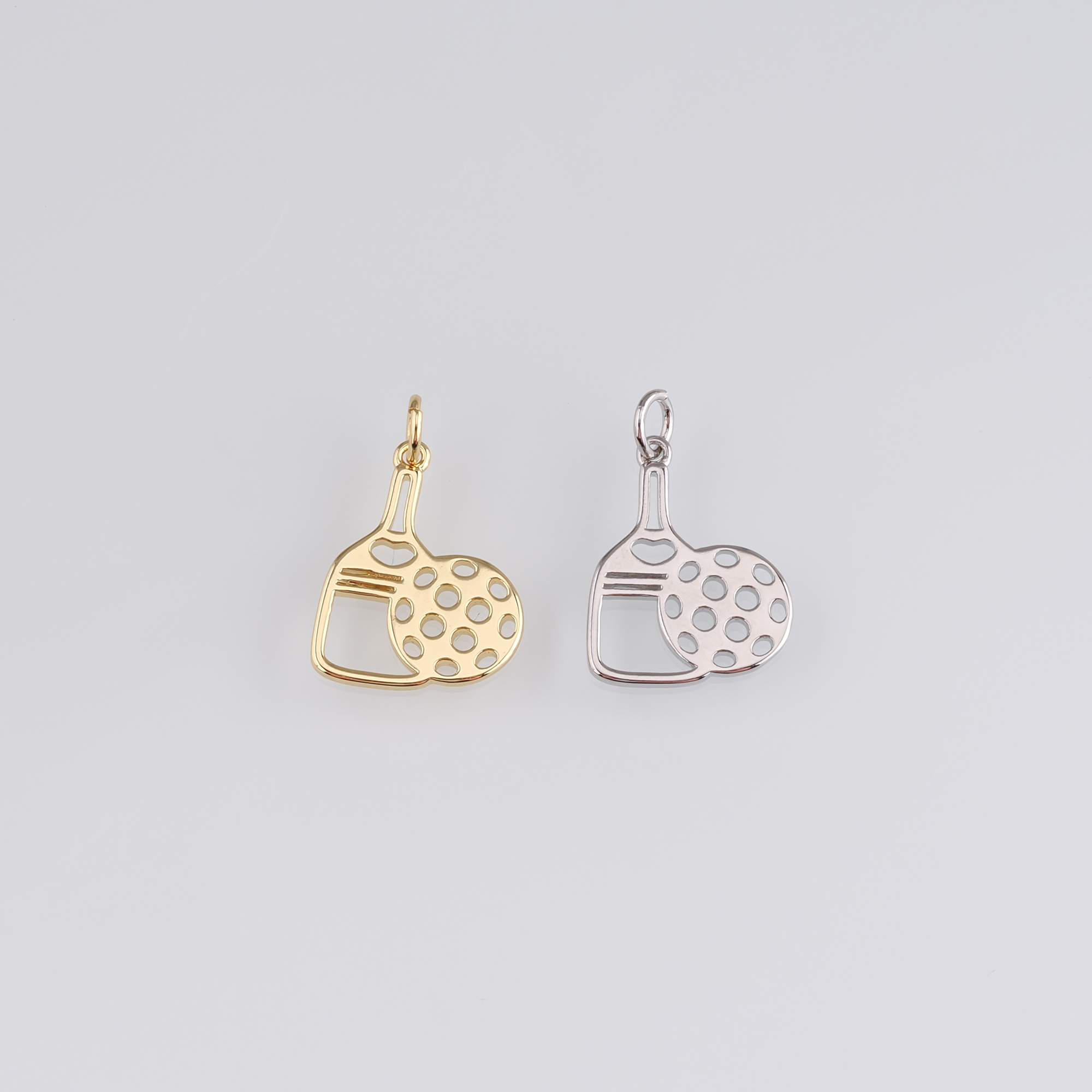 18K Gold Filled Tennis Racket Pendant,Dainty Racket Charm Earrings Necklace for DIY Jewelry Making Supply