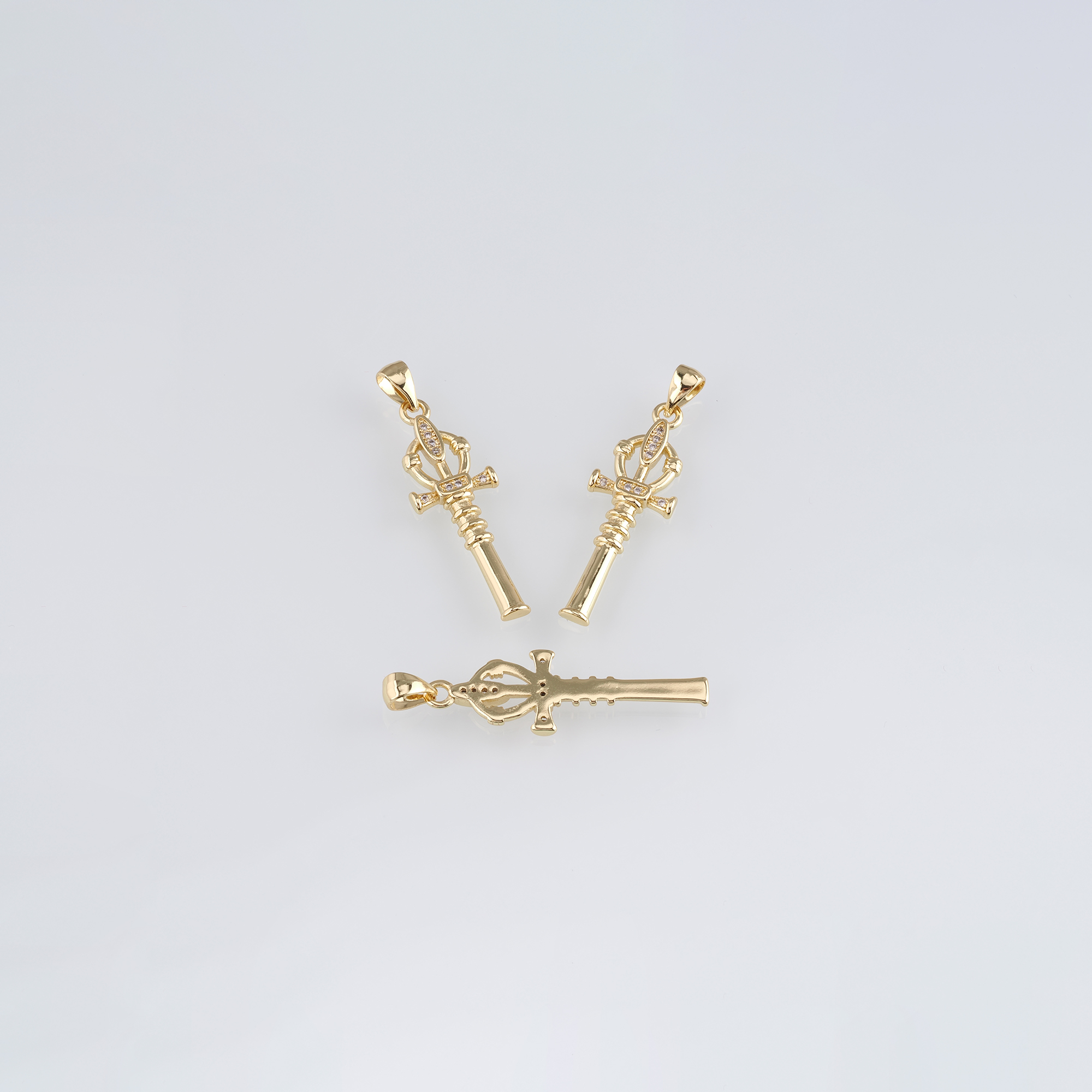 18K Gold Filled Cross Pendant,CZ Micro Pave Religious Charm Earrings Necklace for DIY Jewelry Making Supply
