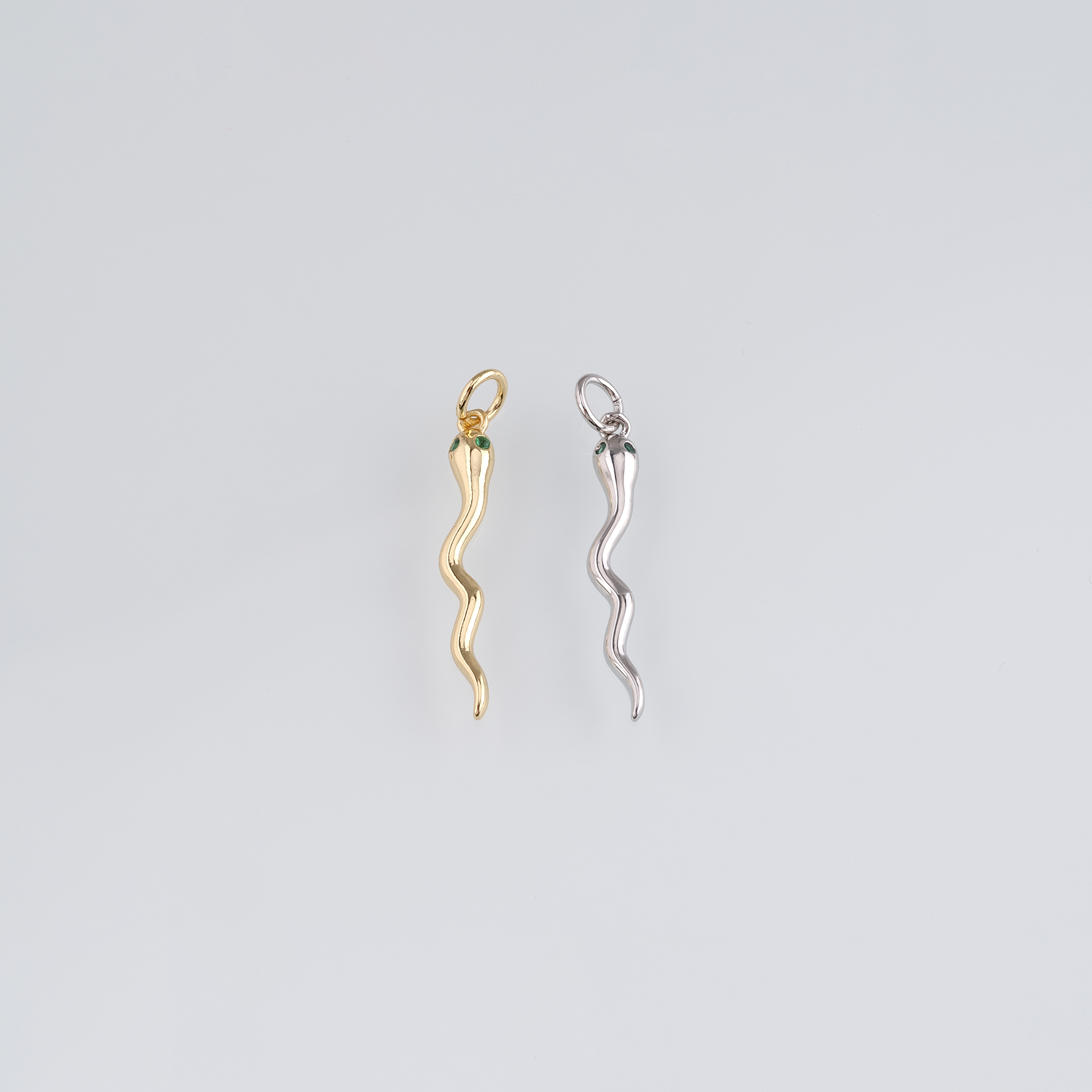 18K Gold Filled Snake Pendant,CZ Micro Pave Reptile Charm Earrings Necklace for DIY Jewelry Making Supply