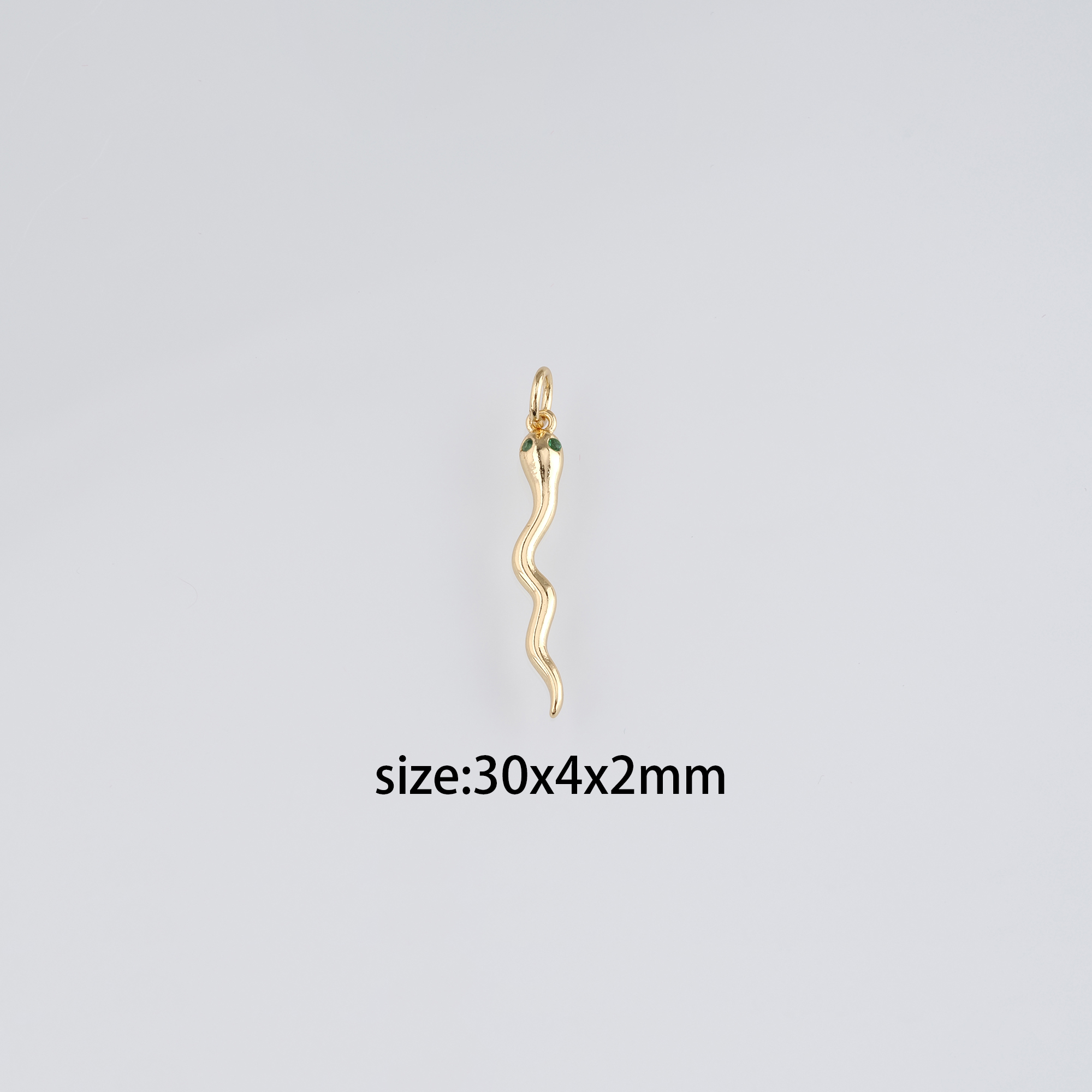 18K Gold Filled Snake Pendant,CZ Micro Pave Reptile Charm Earrings Necklace for DIY Jewelry Making Supply