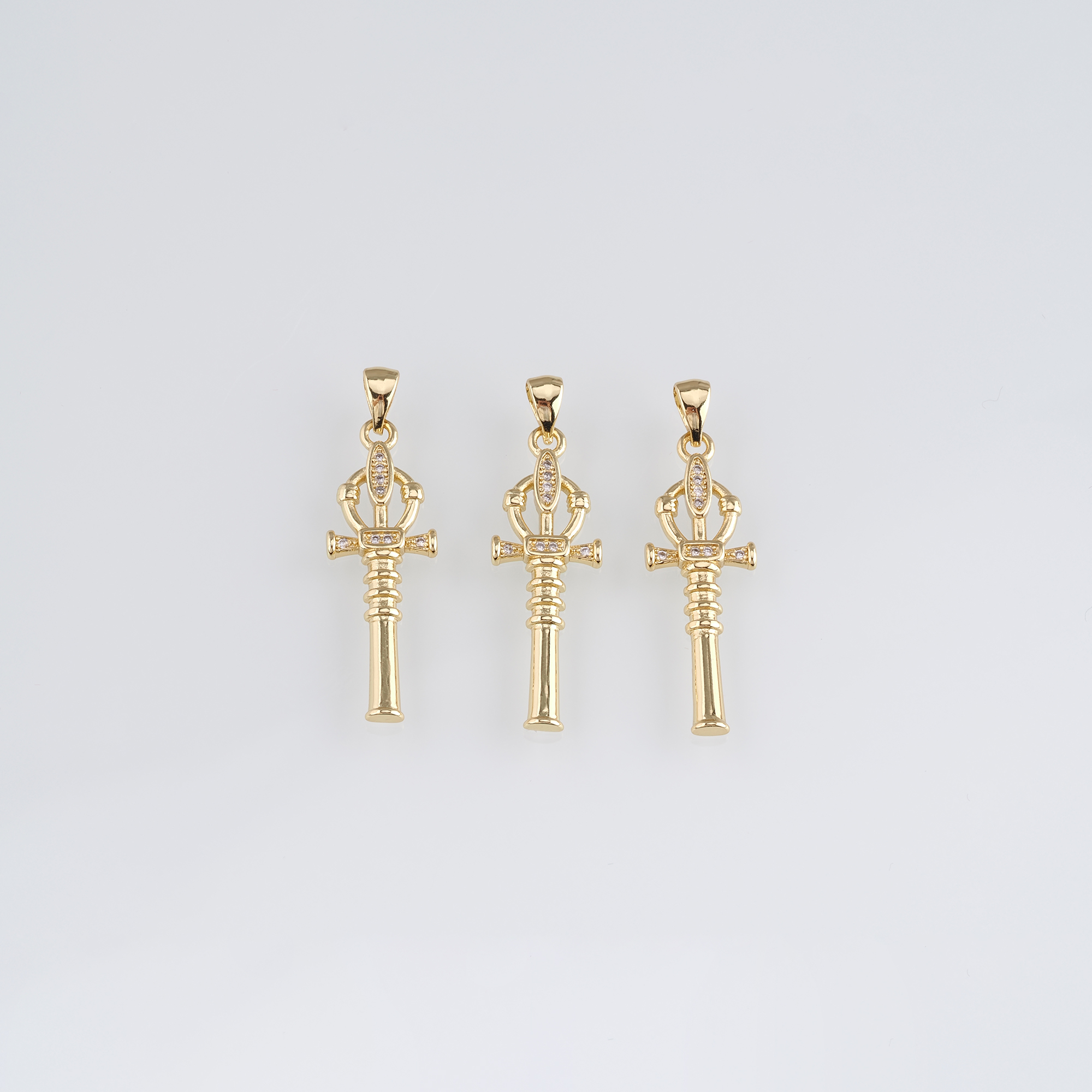 18K Gold Filled Cross Pendant,CZ Micro Pave Religious Charm Earrings Necklace for DIY Jewelry Making Supply