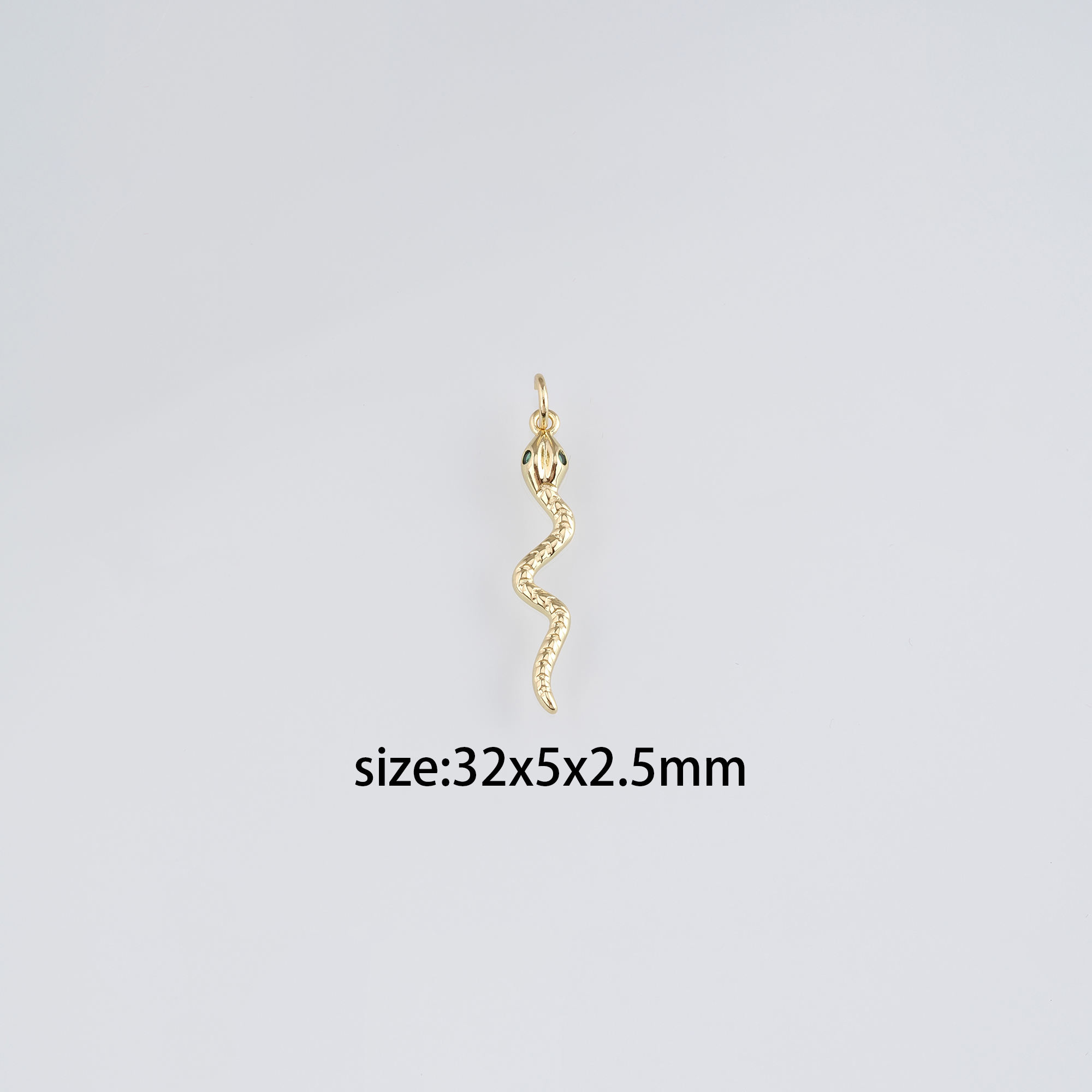 18K Gold Filled Snake Pendant,CZ Micro Pave Reptile Charm Earrings Necklace for DIY Jewelry Making Supply