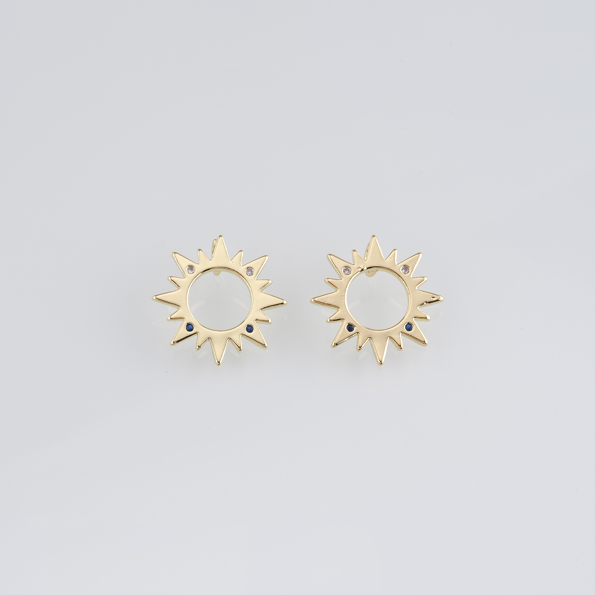 18K Gold Filled Sun Pendant,CZ Micro Pave Celestial Charm Earrings Necklace for DIY Jewelry Making Supply