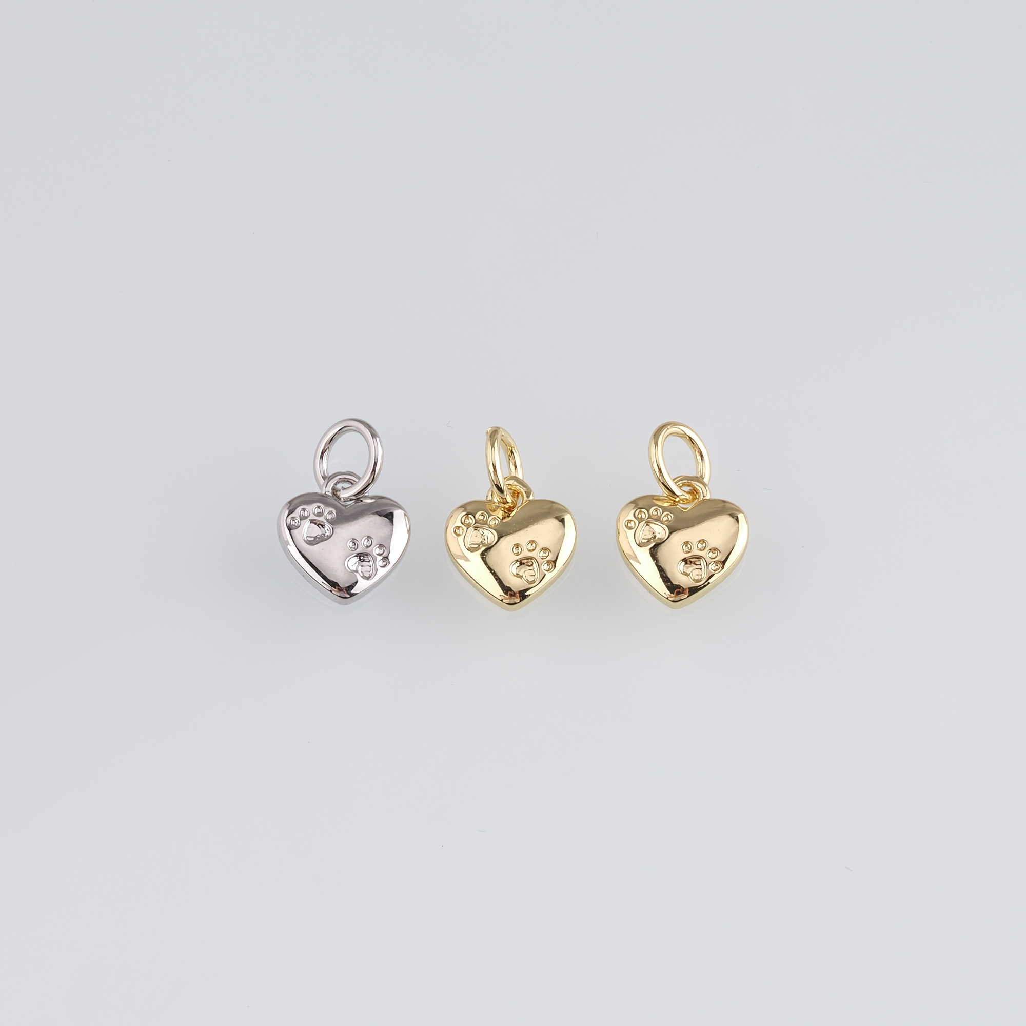 18K Gold Filled Paw Pendant,Dainty Heart Paw Charm Earrings Necklace for DIY Jewelry Making Supply