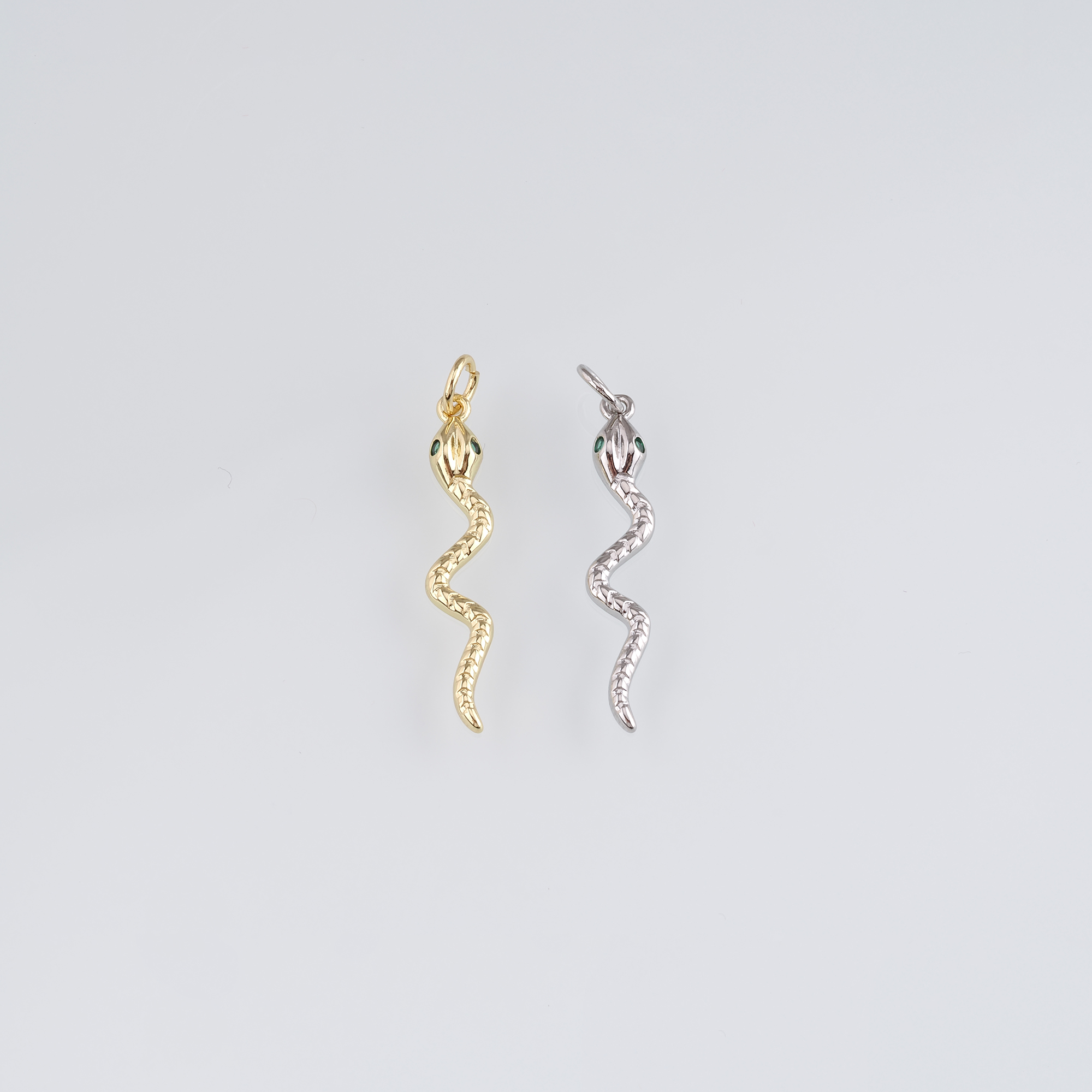 18K Gold Filled Snake Pendant,CZ Micro Pave Reptile Charm Earrings Necklace for DIY Jewelry Making Supply