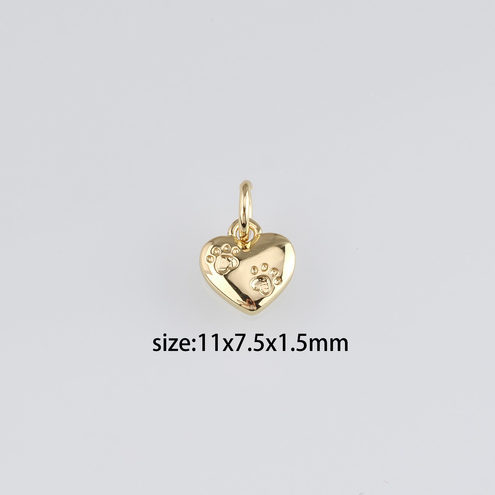 18K Gold Filled Paw Pendant,Dainty Heart Paw Charm Earrings Necklace for DIY Jewelry Making Supply
