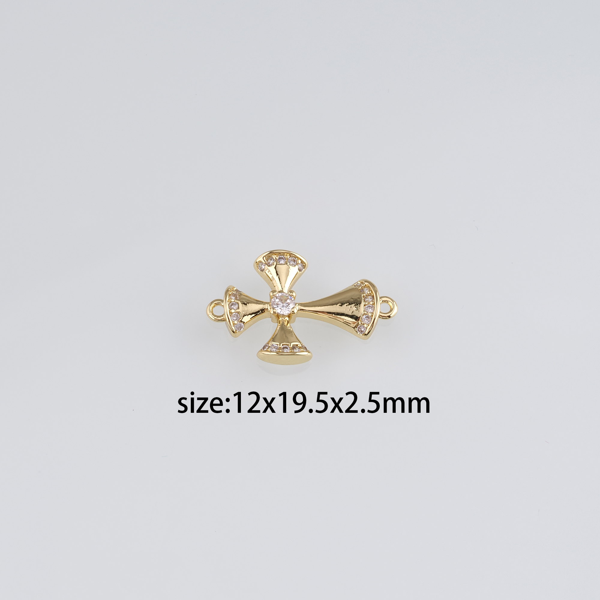 18K Gold Filled Cross Connector,CZ Micro Pave Religious Charm Necklace Bracelet for DIY Jewelry Making Supply