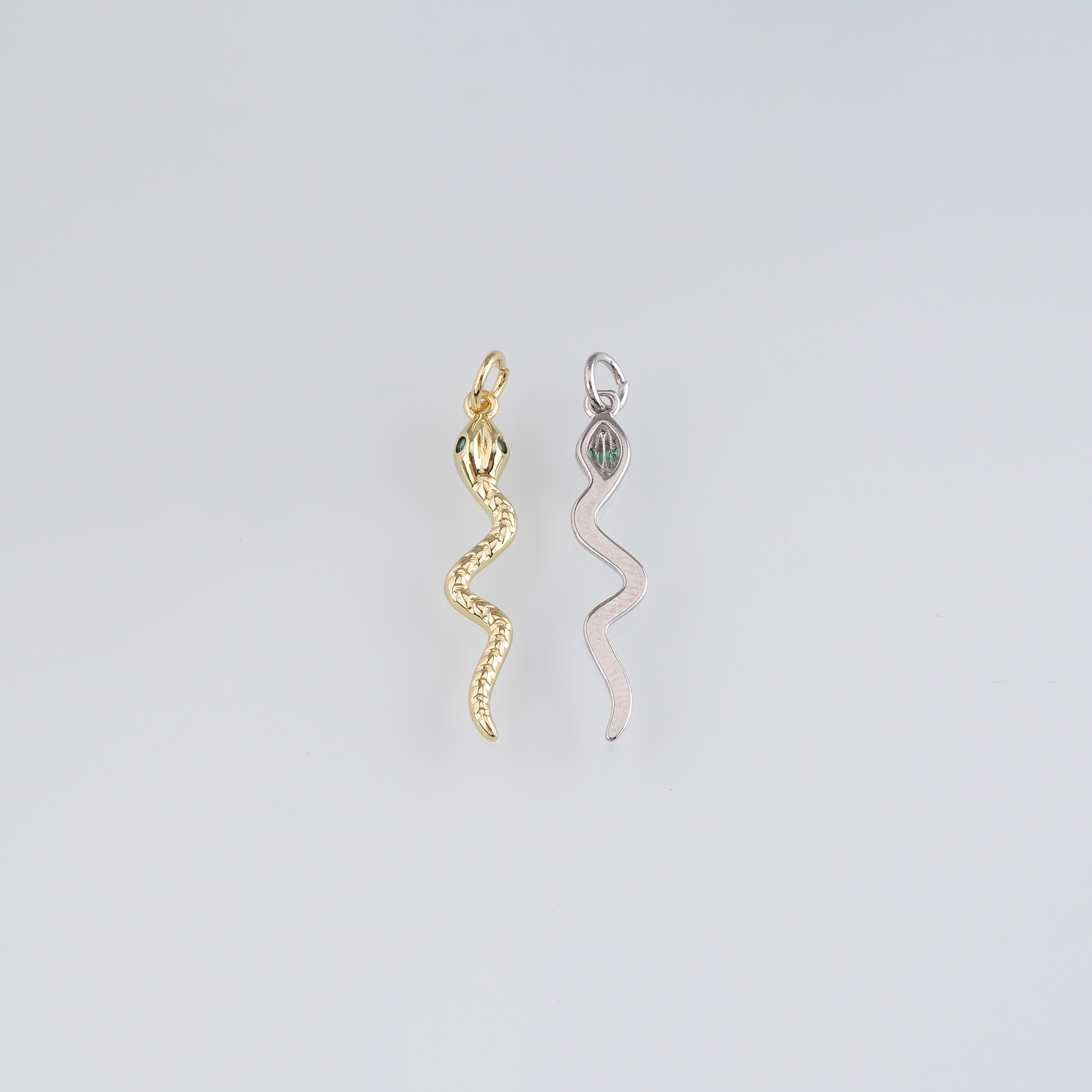 18K Gold Filled Snake Pendant,CZ Micro Pave Reptile Charm Earrings Necklace for DIY Jewelry Making Supply