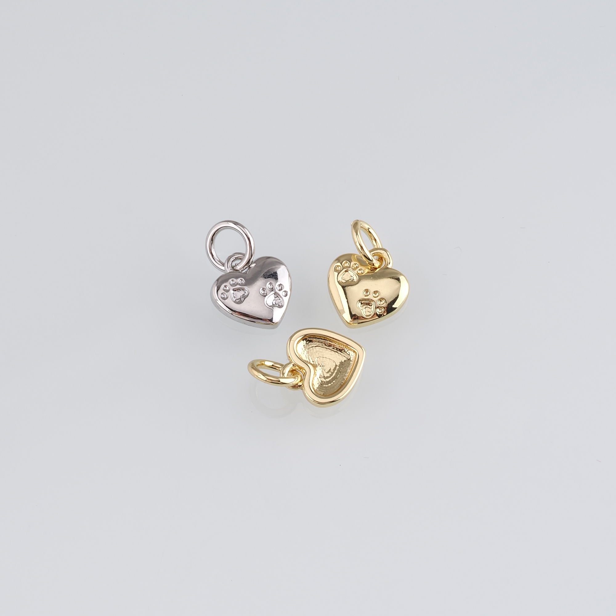 18K Gold Filled Paw Pendant,Dainty Heart Paw Charm Earrings Necklace for DIY Jewelry Making Supply