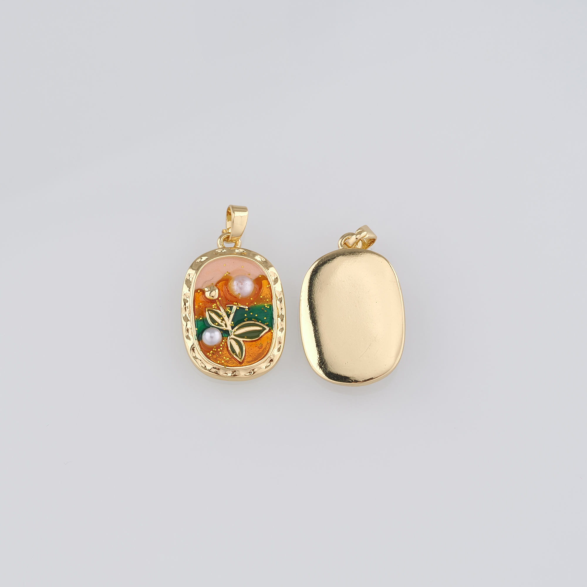 18K Gold Filled Flower Pendant,Enamel Flower Charm Earrings Necklace for DIY Jewelry Making Supply