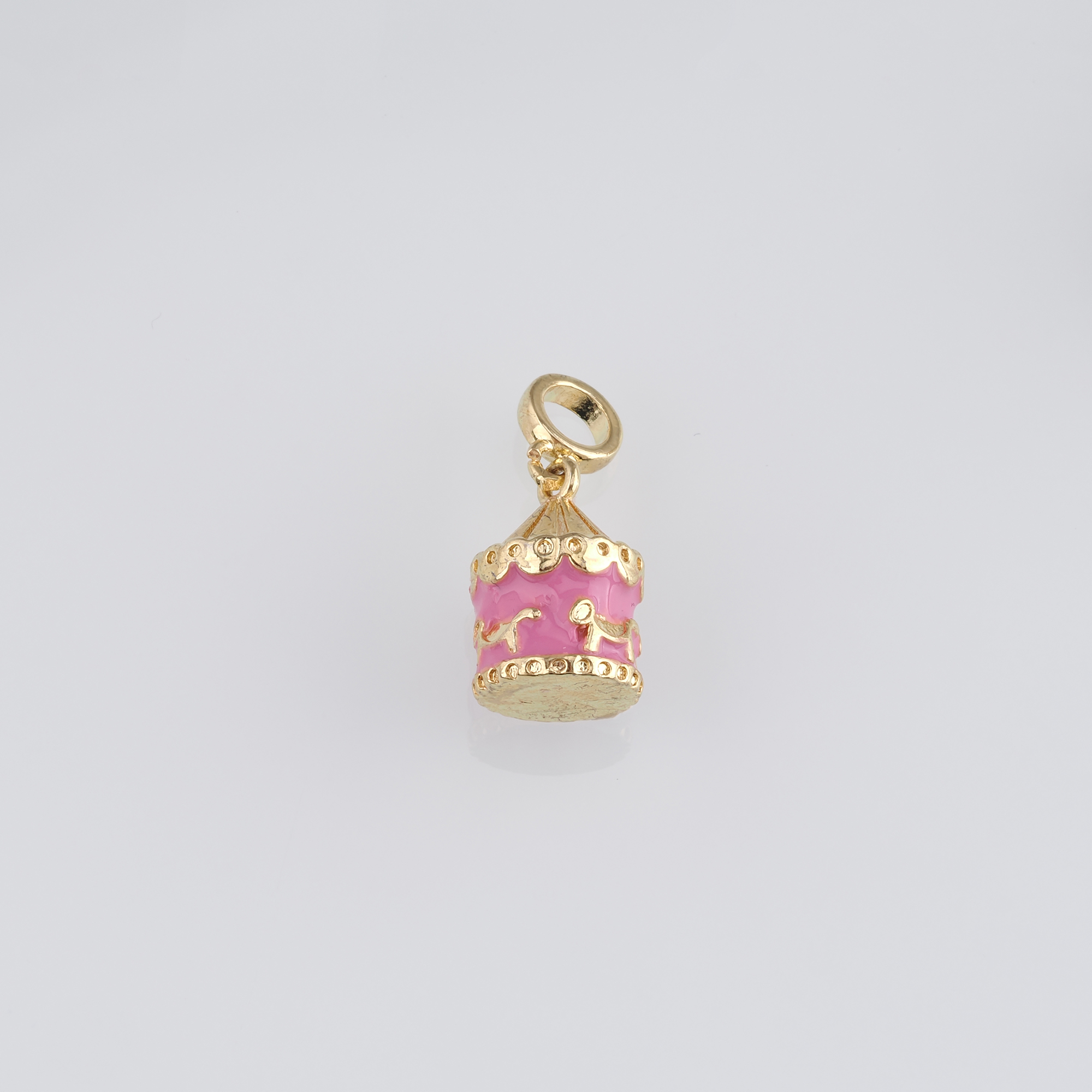 18K Gold Filled Carousel Pendant,Fairground Charm,Enamel Carousel Earrings Necklace for DIY Jewelry Making Supply