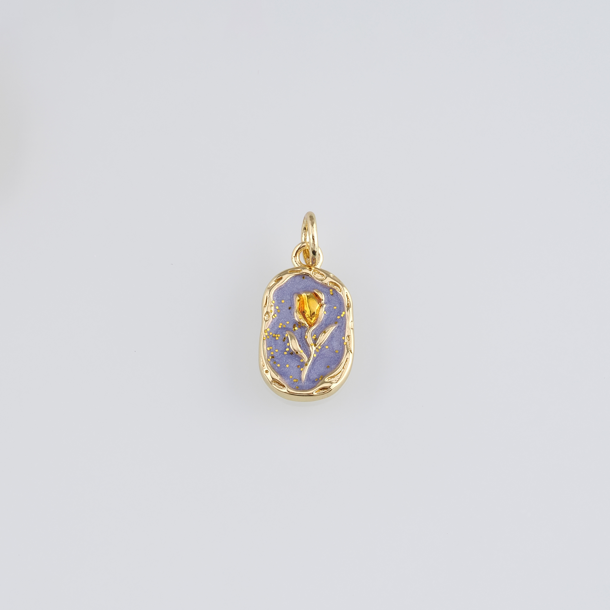 18K Gold Filled Tulip Pendant,Flower Charm,Enamel Tulip Earrings Necklace for DIY Jewelry Making Supply