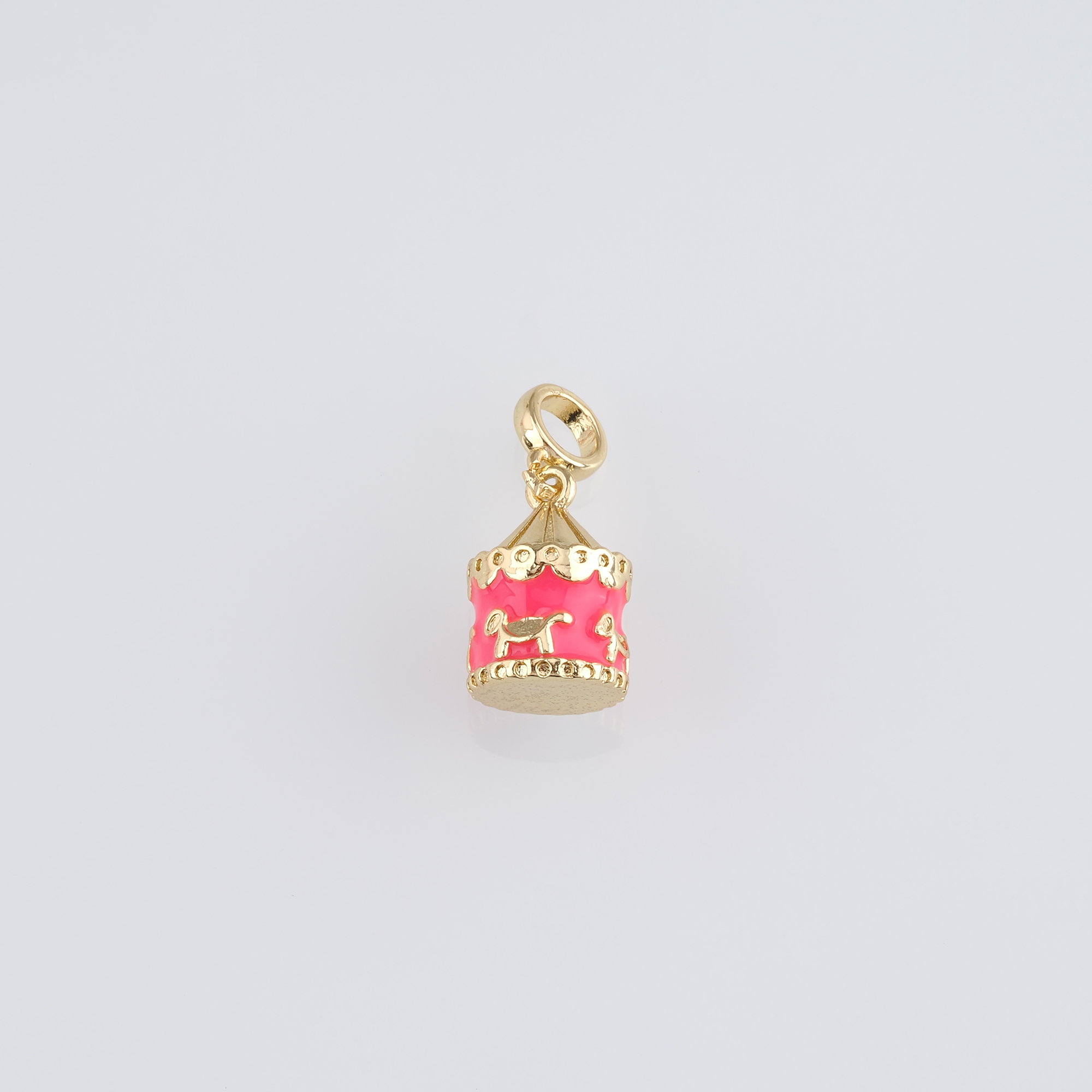 18K Gold Filled Carousel Pendant,Fairground Charm,Enamel Carousel Earrings Necklace for DIY Jewelry Making Supply