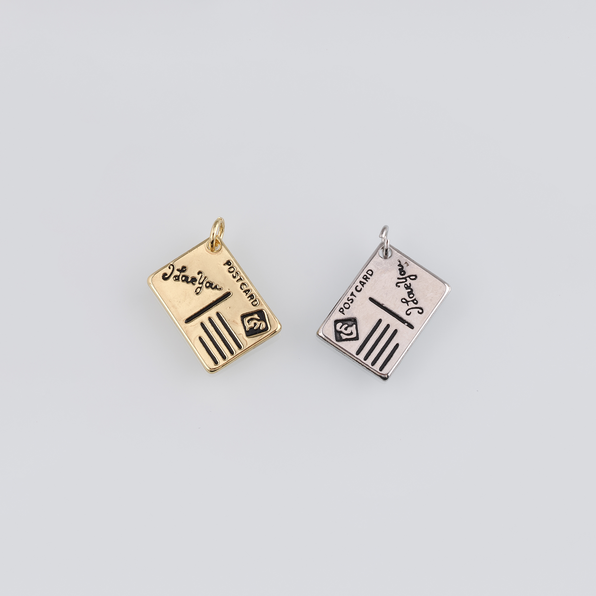 18K Gold Filled Postcard Pendant,Dainty Postcard Charm Earrings Necklace for DIY Jewelry Making Supply