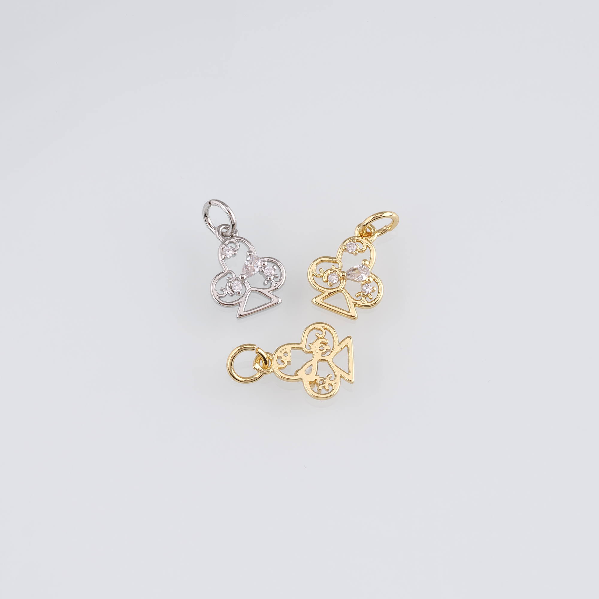 18K Gold Filled Poker Pendant,CZ Micro Pave Clubs Charm Earrings Necklace for DIY Jewelry Making Supply