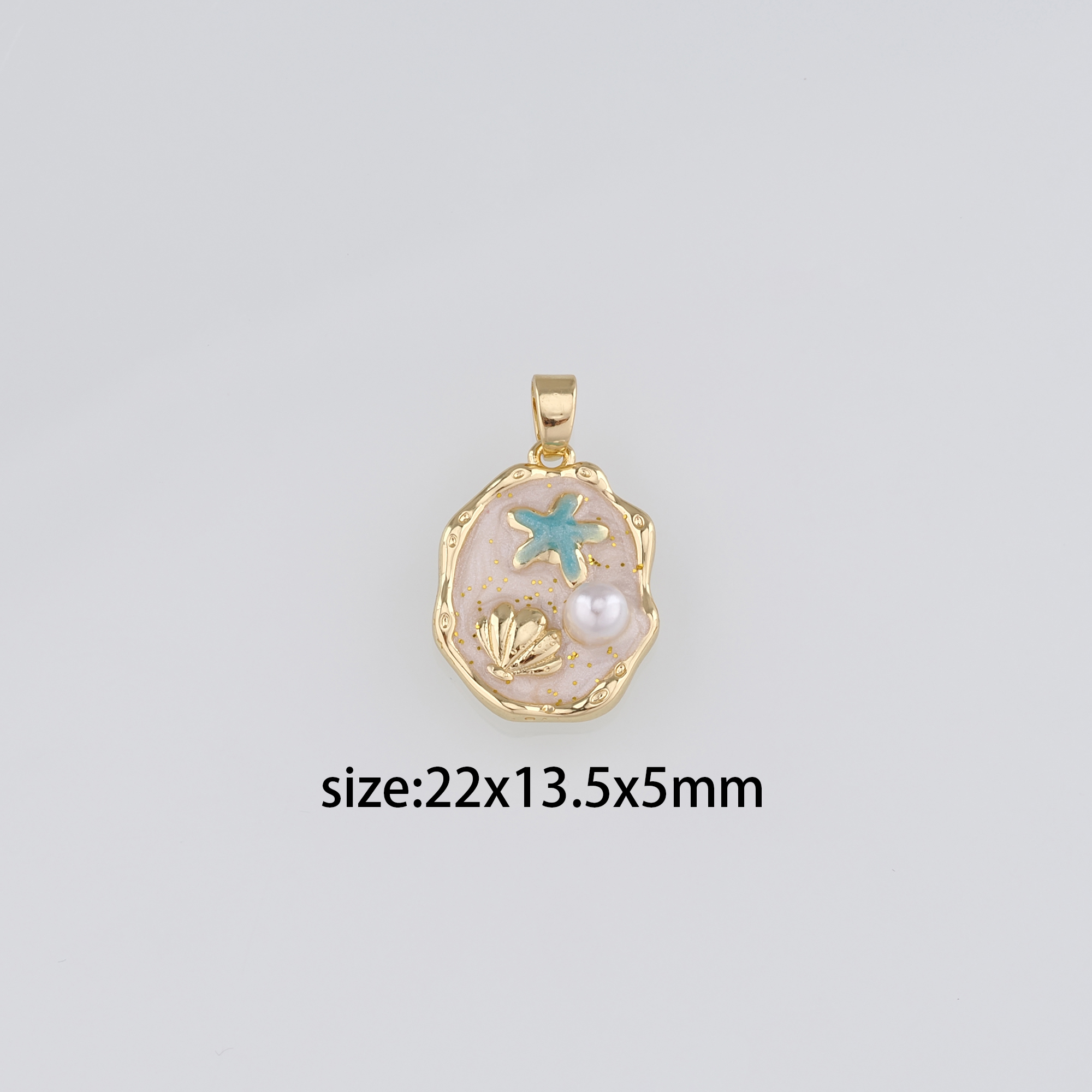 18K Gold Filled Starfish Pendant,Enamel Starfish Charm Earrings Necklace for DIY Jewelry Making Supply
