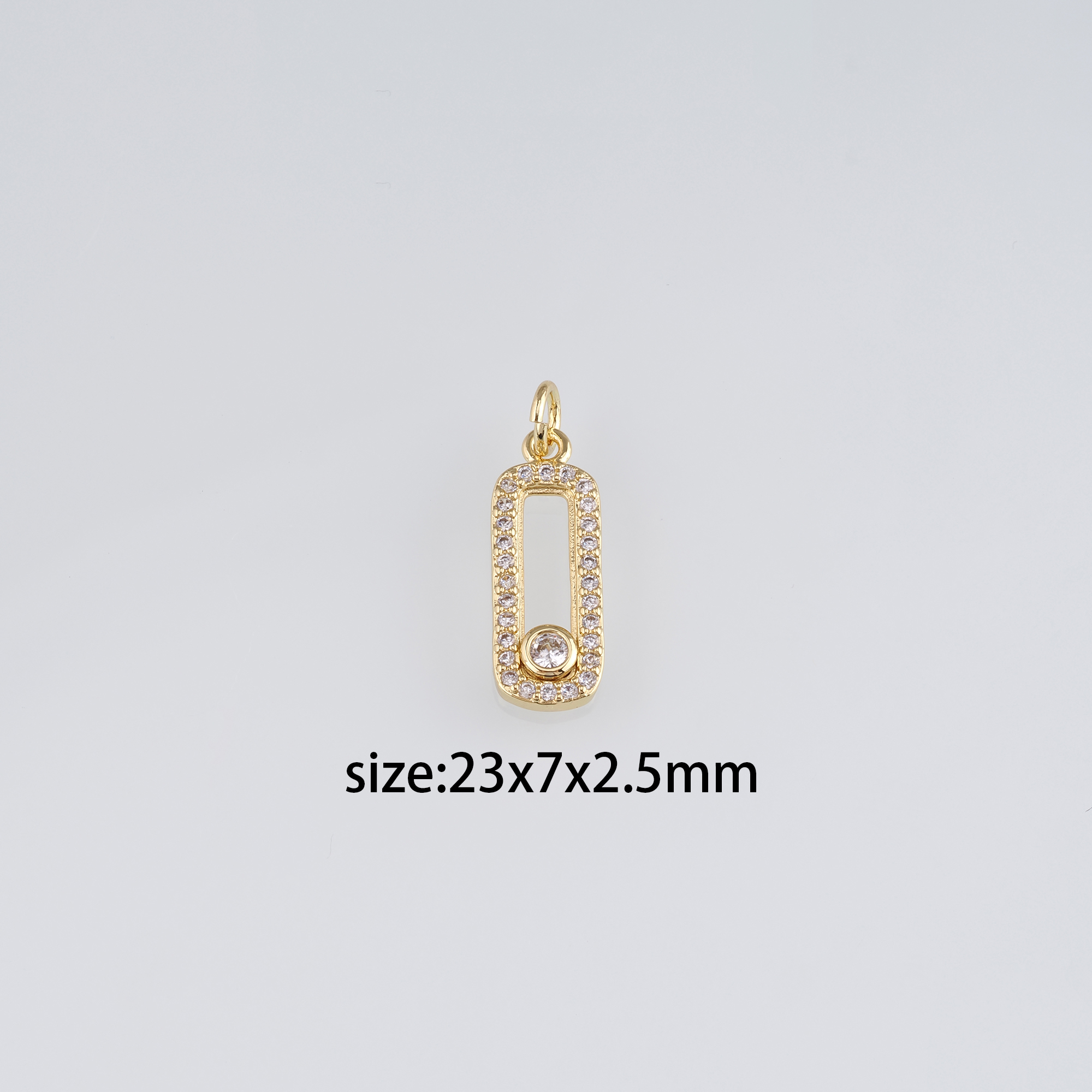 18K Gold Filled Rectangle Pendant,CZ Micro Pave Rectangle Charm Earrings Necklace for DIY Jewelry Making Supply