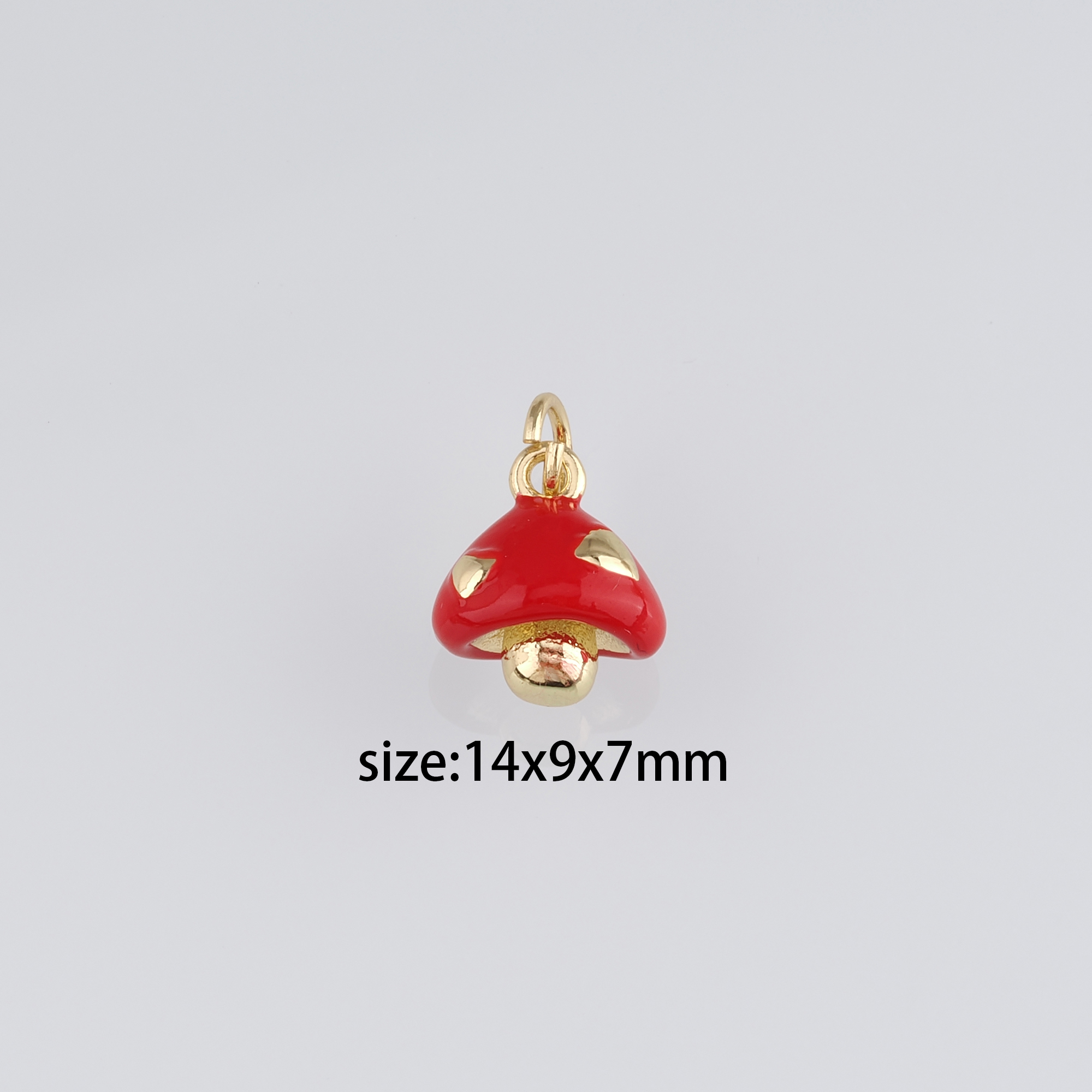 18K Gold Filled Mushroom Pendant,Enamel Mushroom Charm Earrings Necklace for DIY Jewelry Making Supply