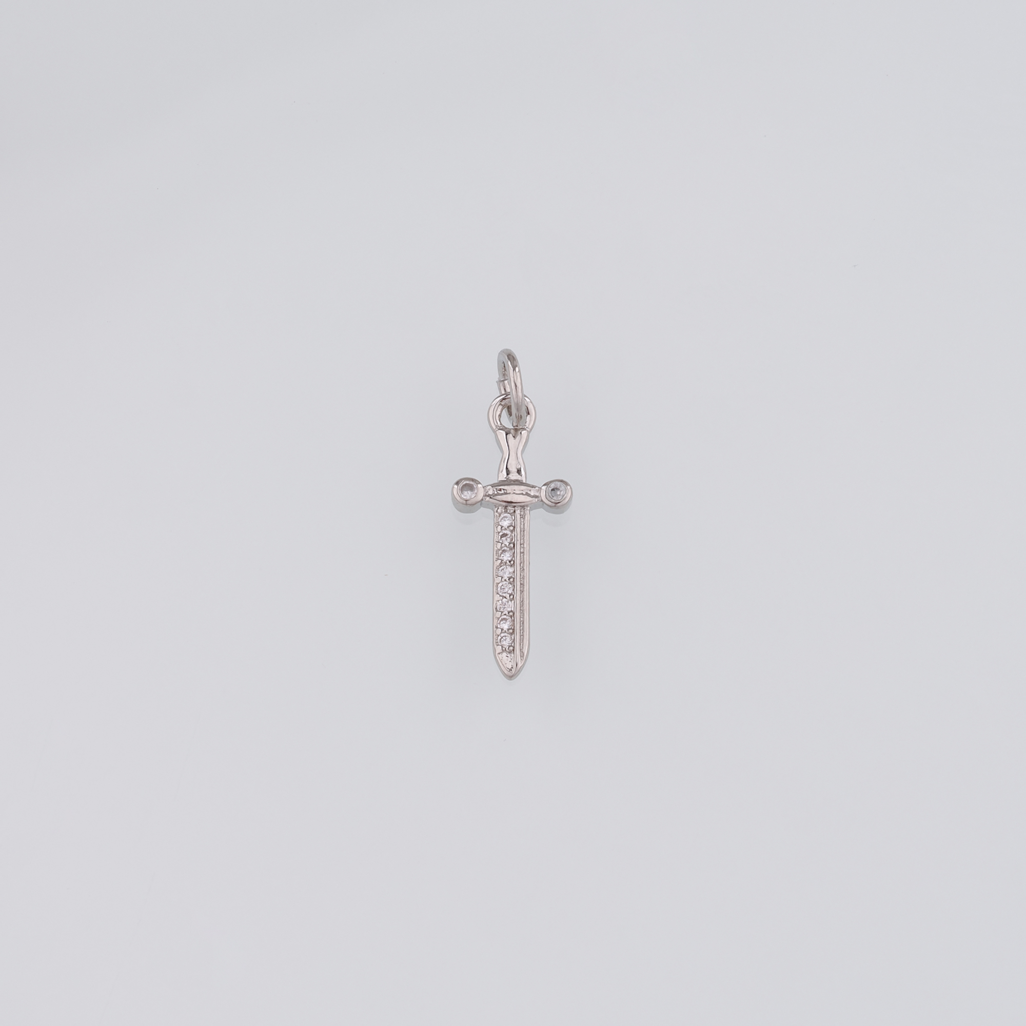 18K Gold Filled Sword Pendant,CZ Micro Pave Sword Charm Earrings Necklace for DIY Jewelry Making Supply