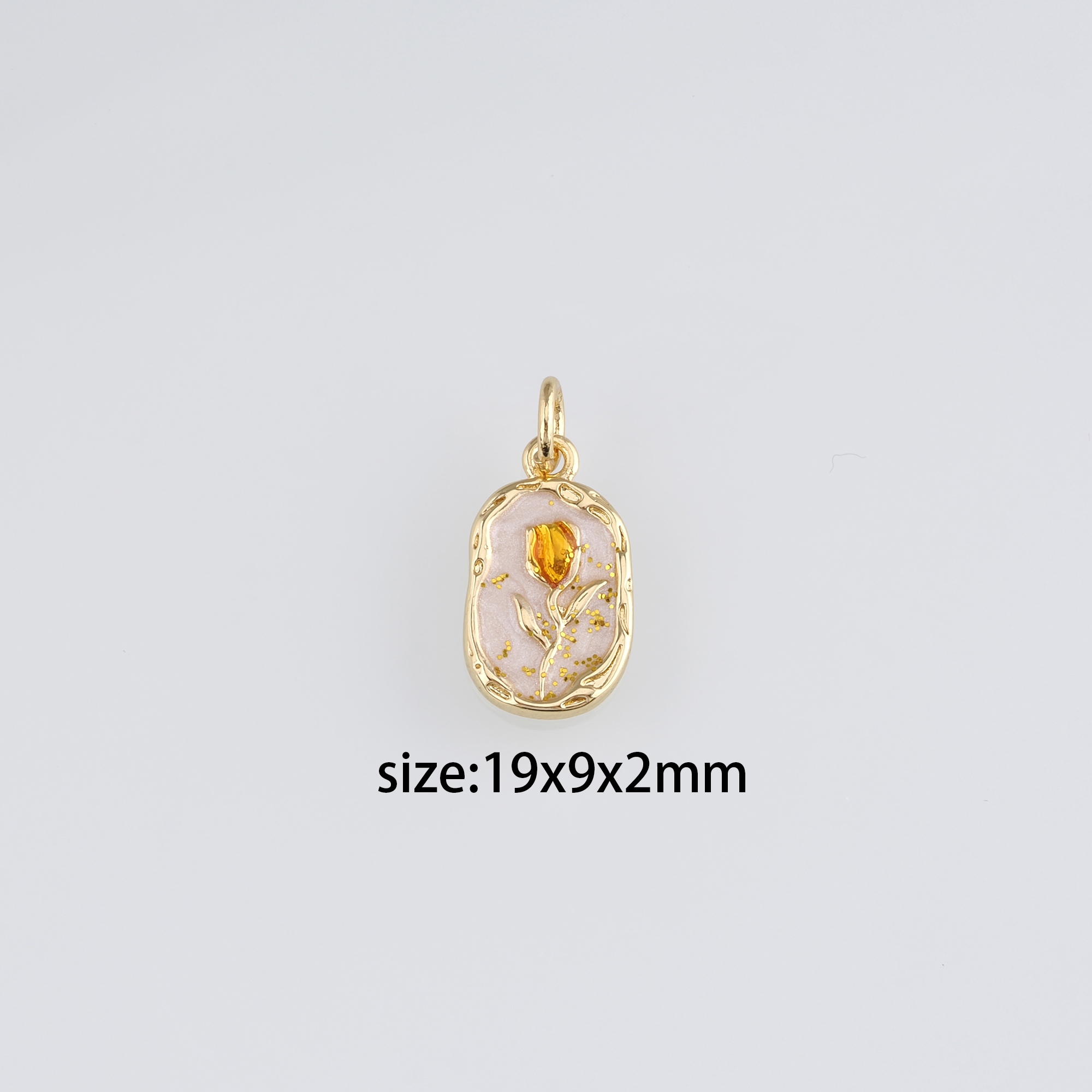 18K Gold Filled Tulip Pendant,Flower Charm,Enamel Tulip Earrings Necklace for DIY Jewelry Making Supply
