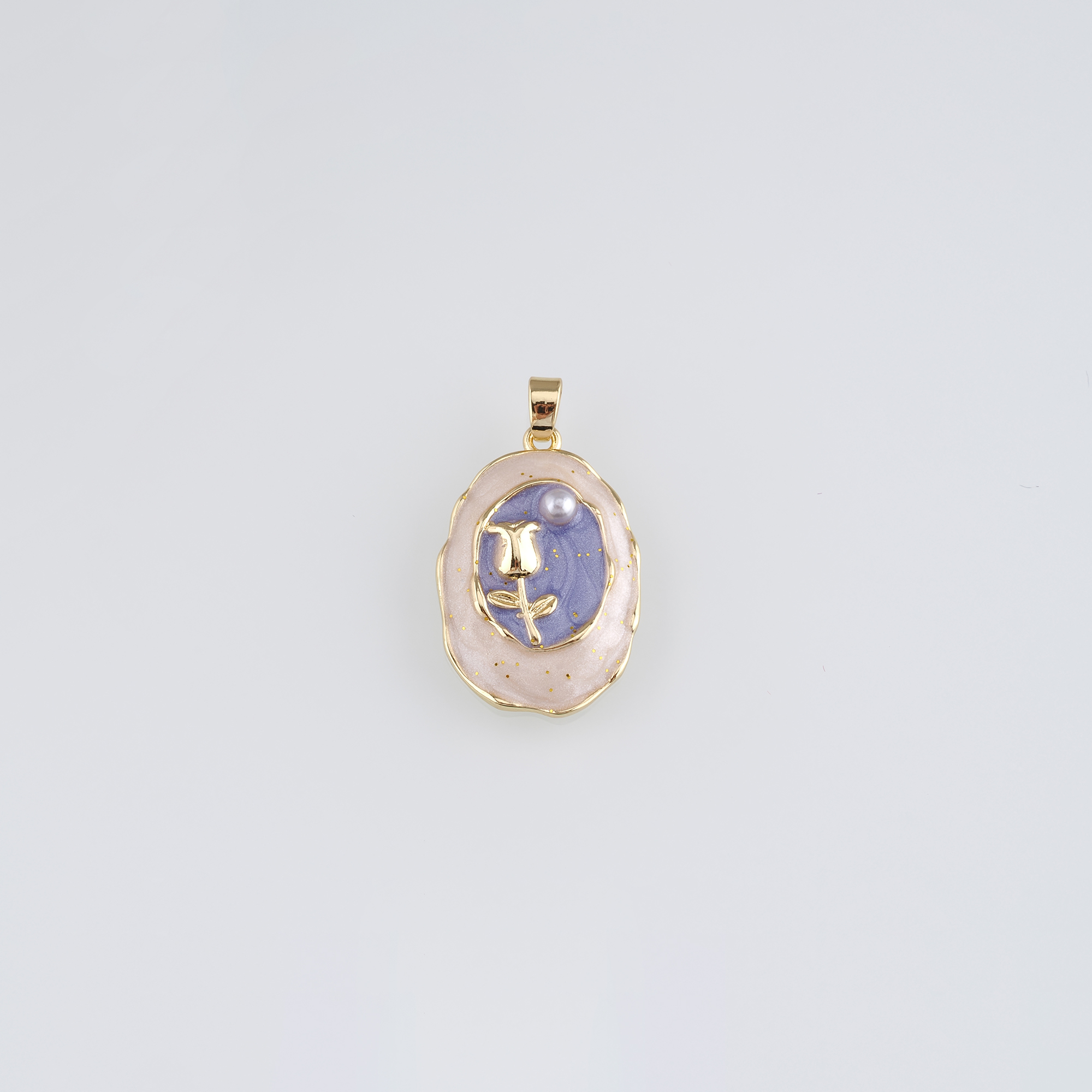 18K Gold Filled Tulip Pendant,Flower Charm,Enamel Tulip Earrings Necklace for DIY Jewelry Making Supply