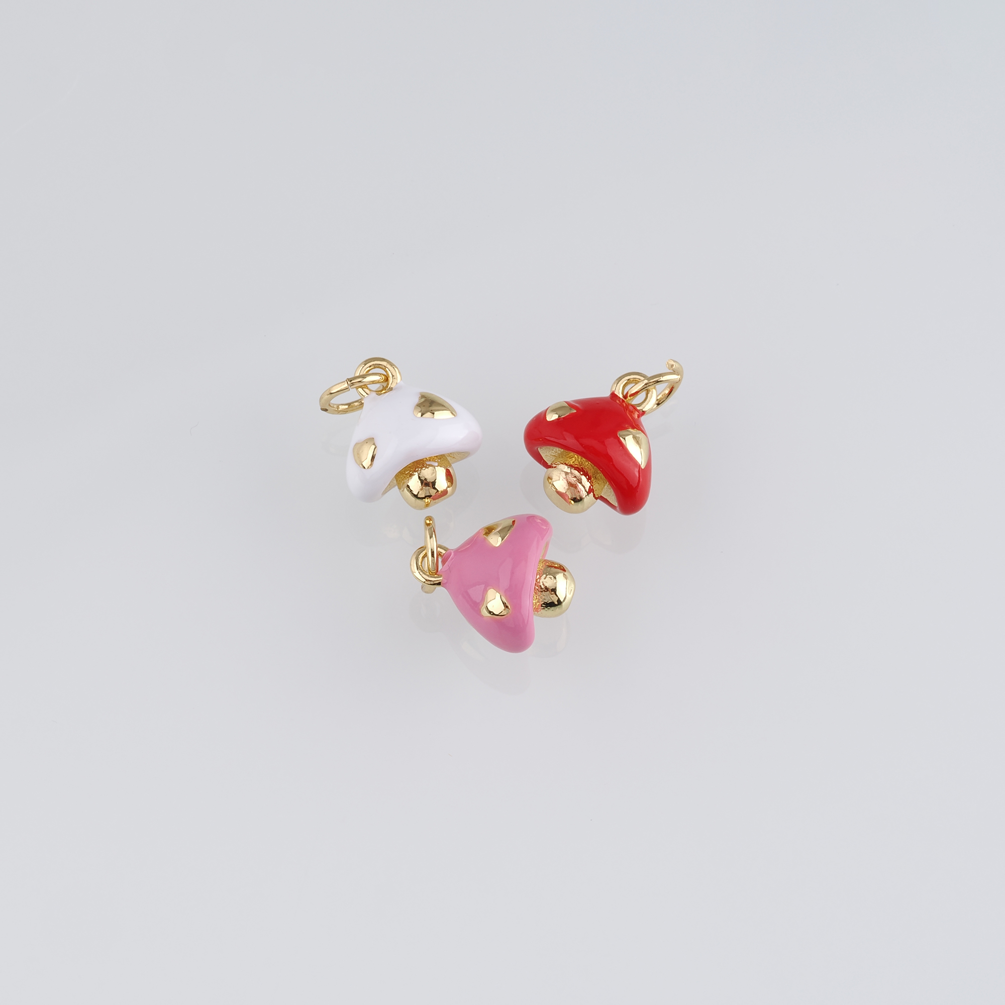 18K Gold Filled Mushroom Pendant,Enamel Mushroom Charm Earrings Necklace for DIY Jewelry Making Supply