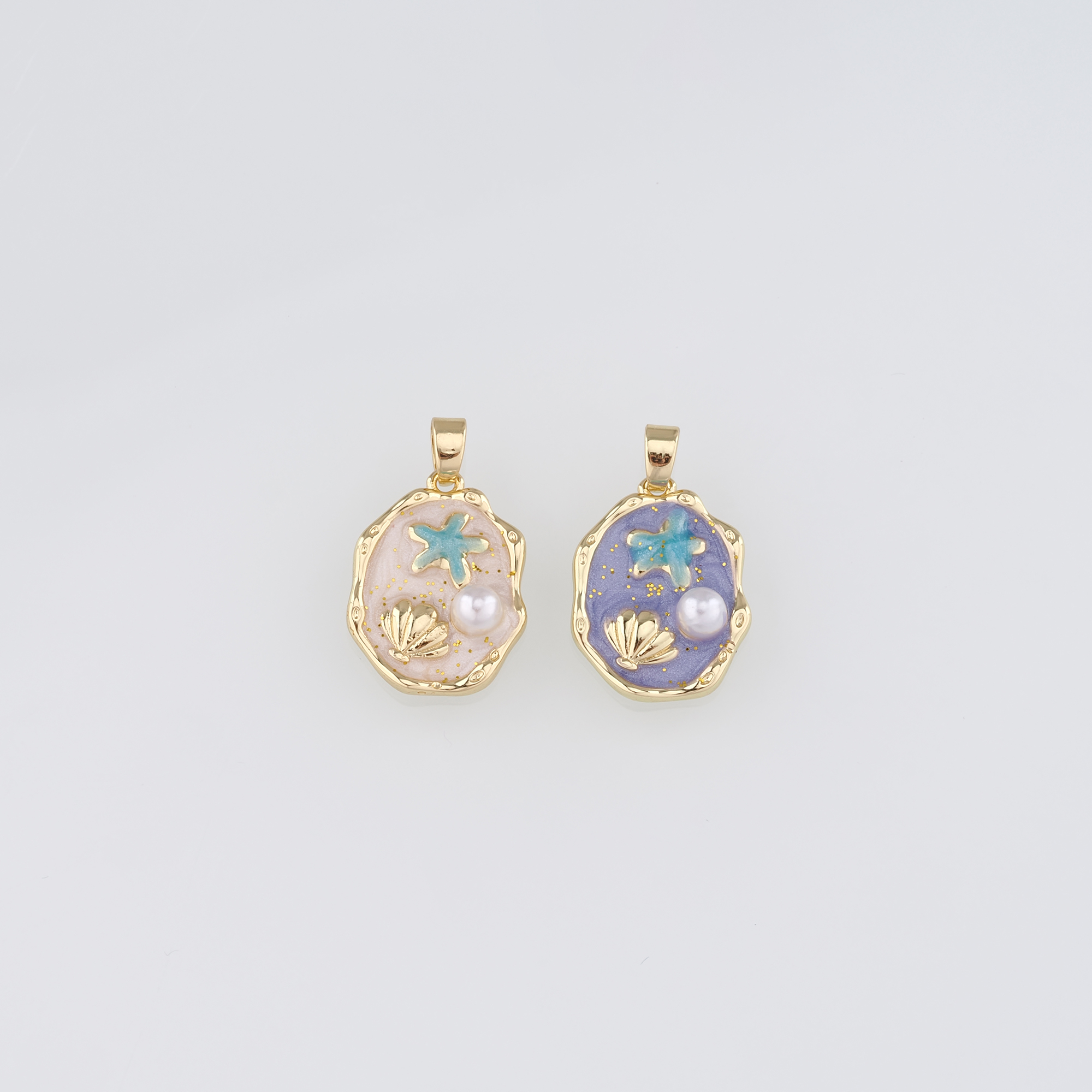 18K Gold Filled Starfish Pendant,Enamel Starfish Charm Earrings Necklace for DIY Jewelry Making Supply