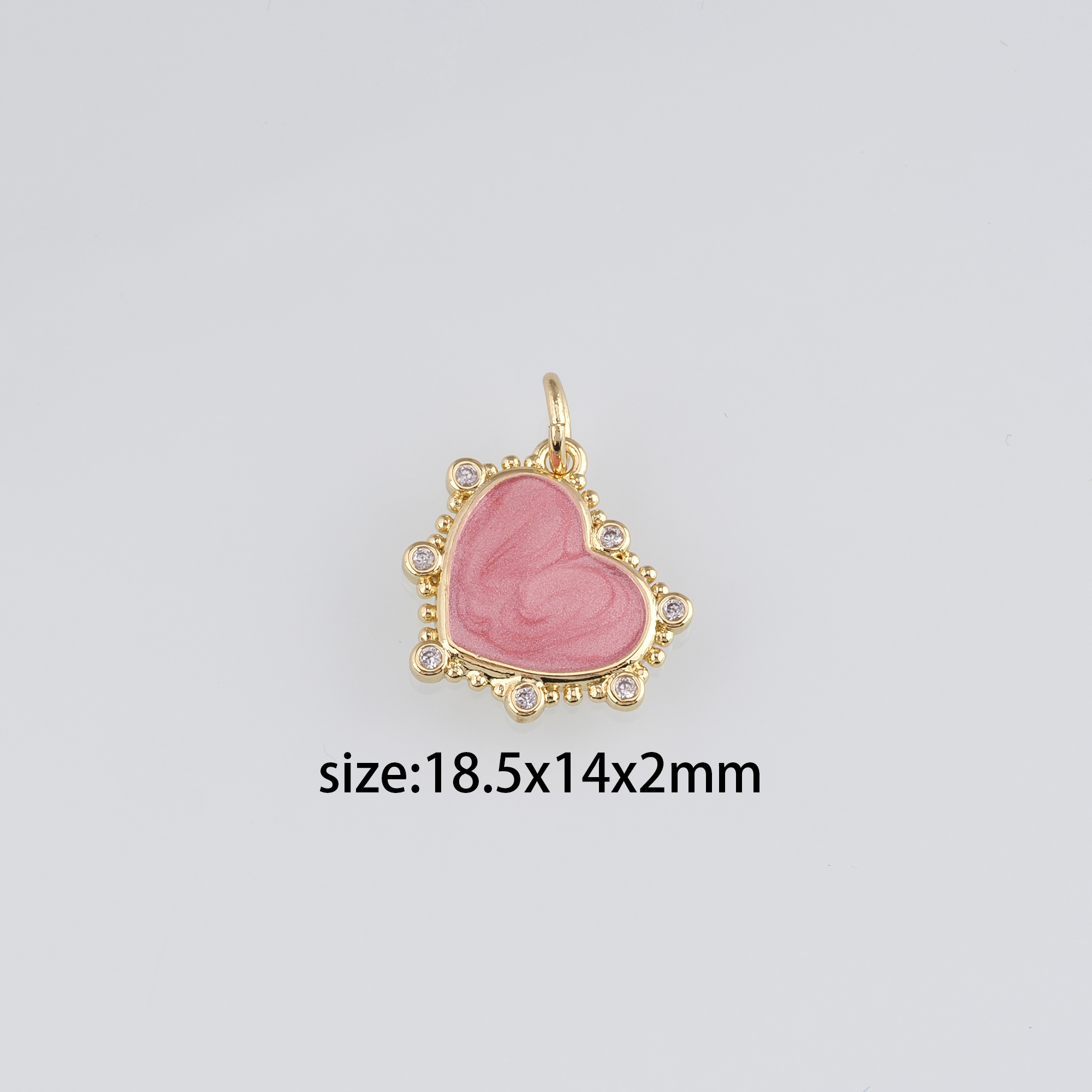 18K Gold Filled Heart Pendant,Enamel Heart Charm Earrings Necklace for DIY Jewelry Making Supply