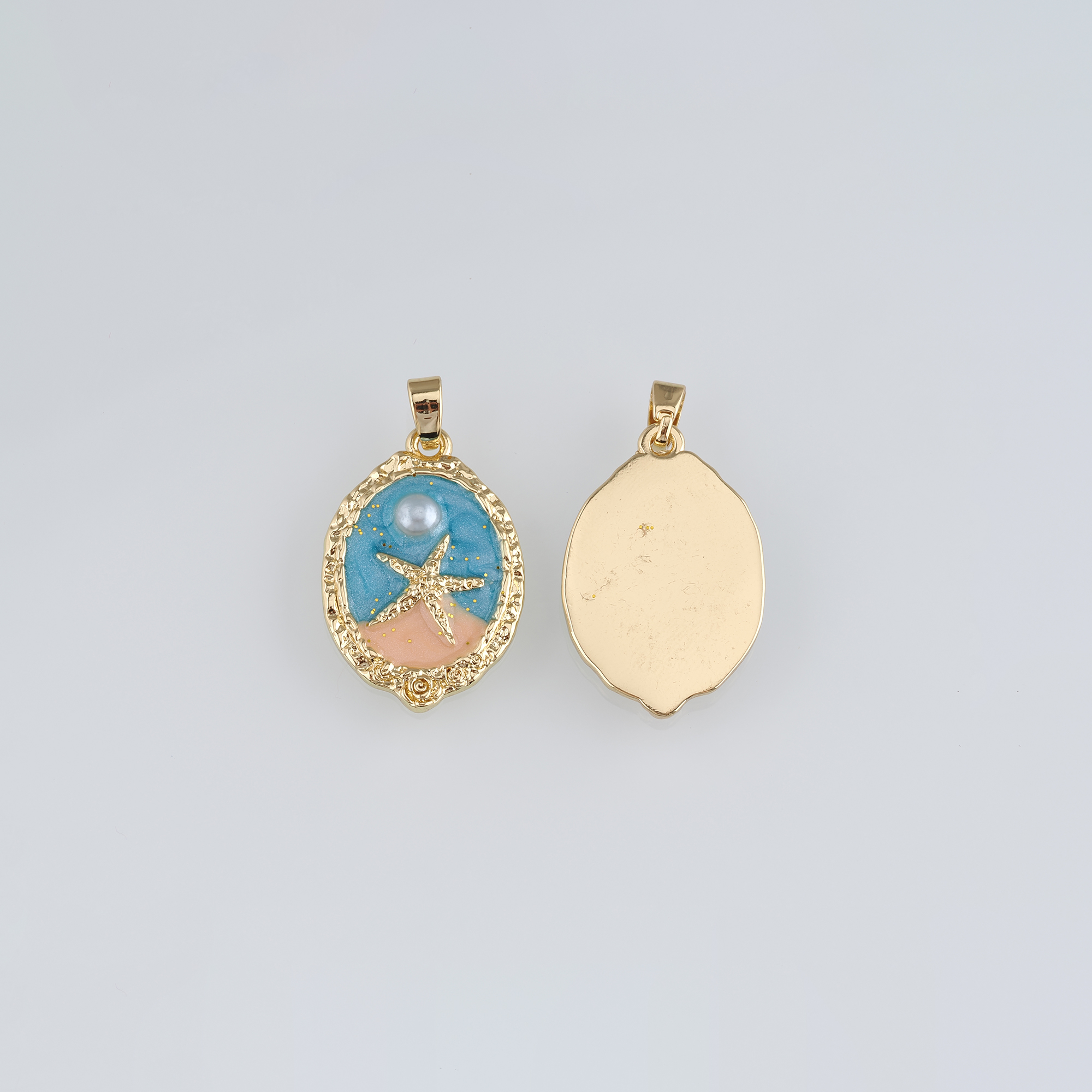 18K Gold Filled Starfish Pendant,Enamel Starfish Charm Earrings Necklace for DIY Jewelry Making Supply
