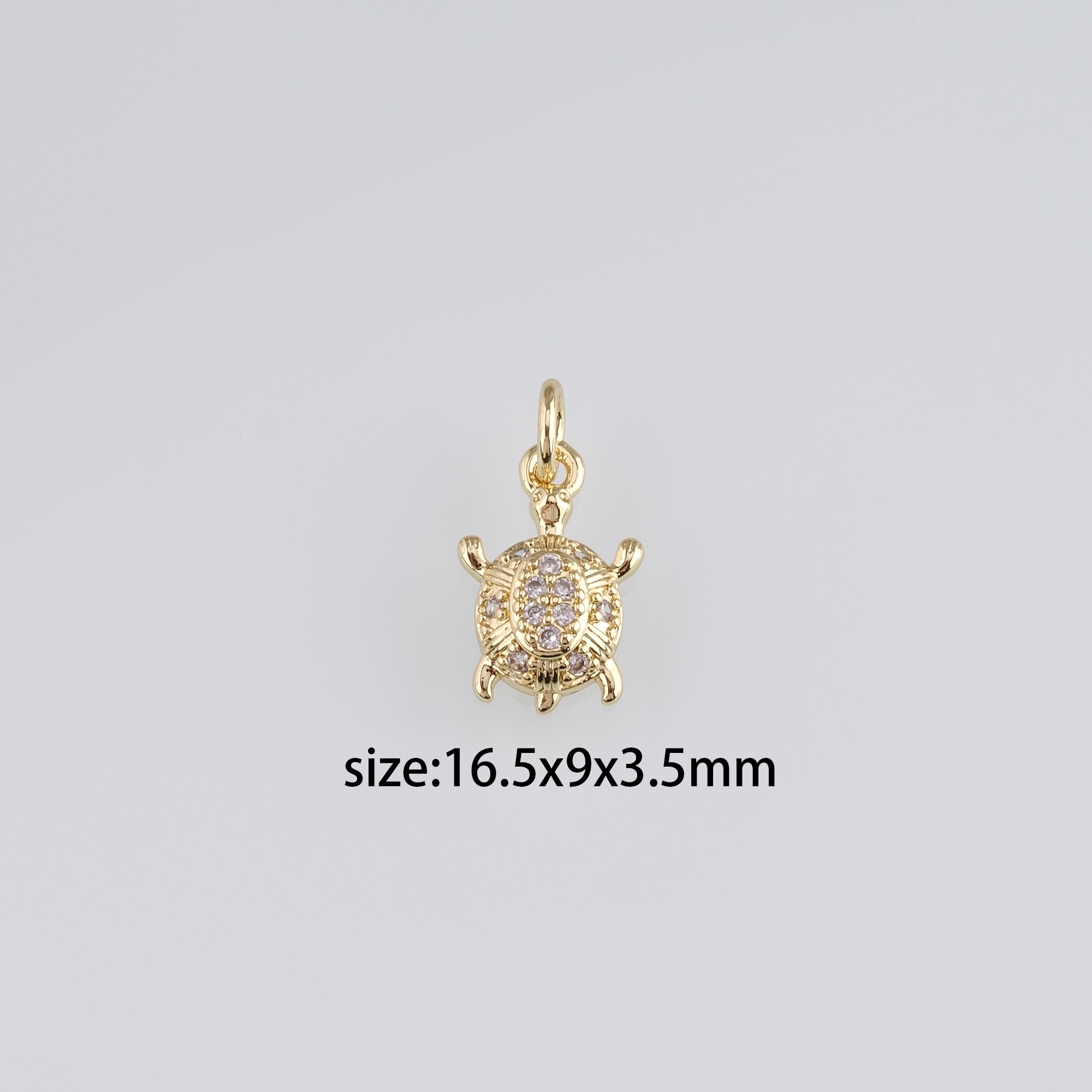 18K Gold Filled Turtle Pendant,CZ Micro Pave Turtle Charm Earrings Necklace for DIY Jewelry Making Supply