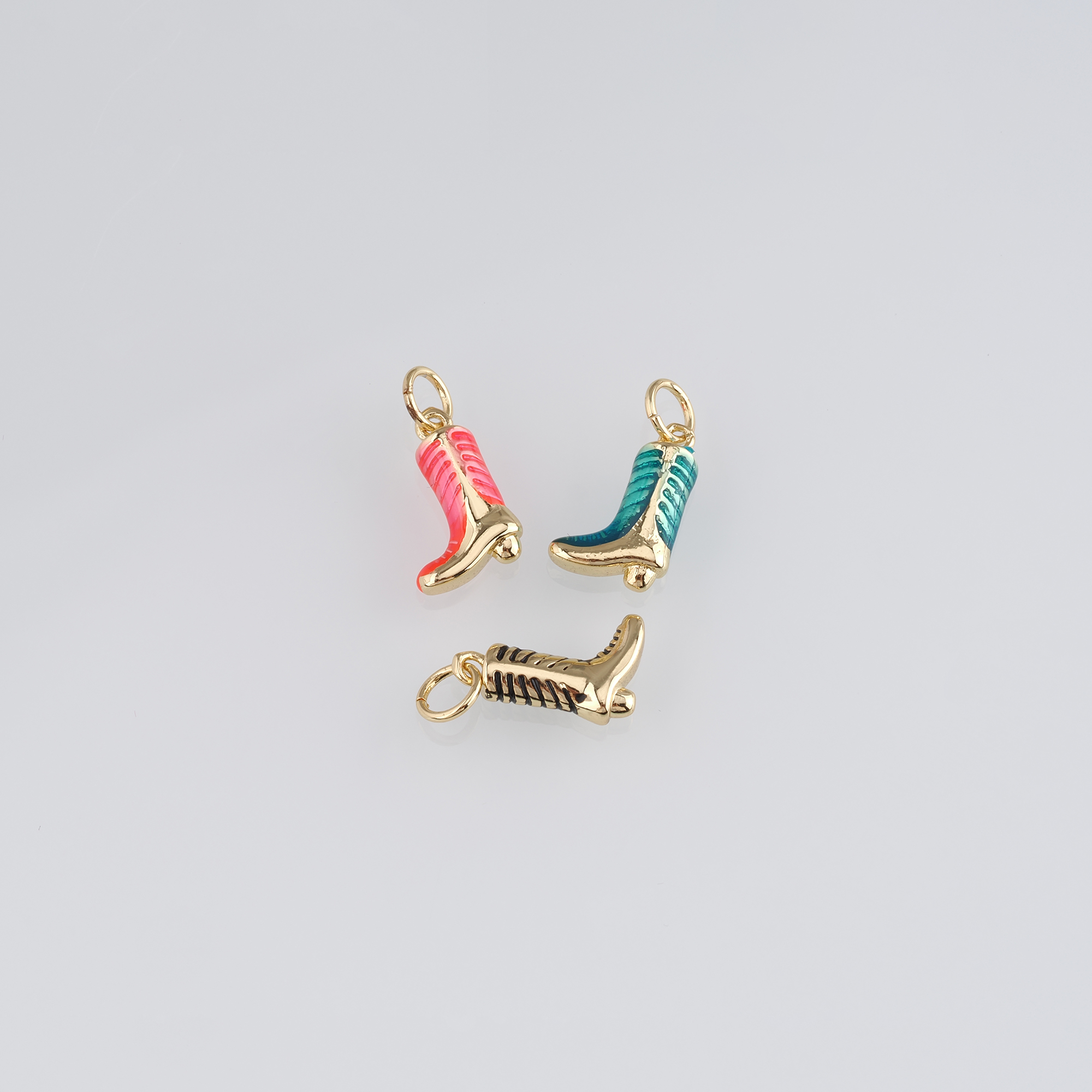 18K Gold Filled Cowboy Boots Pendant,Enamel Shoe Charm Earrings Necklace for DIY Jewelry Making Supply