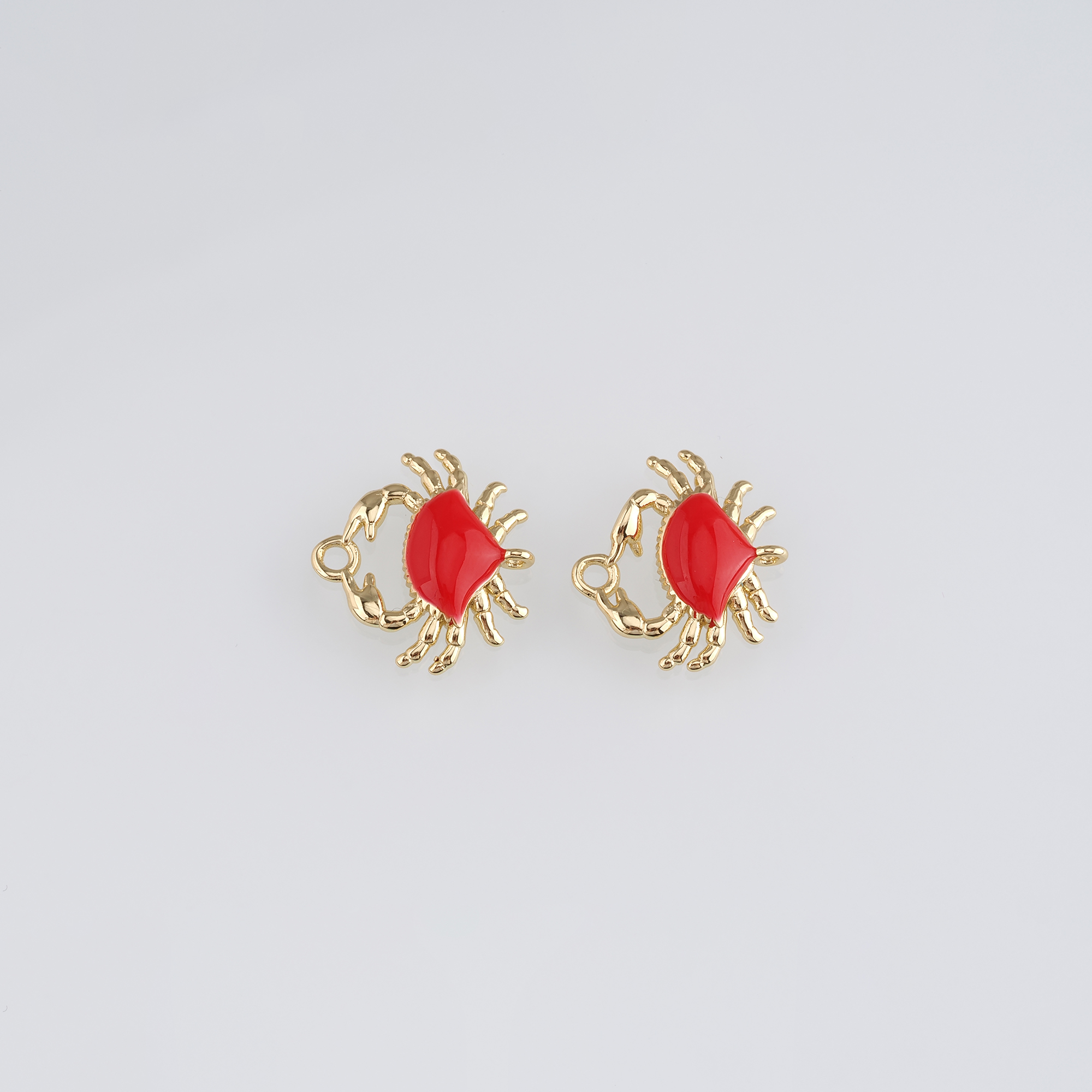 18K Gold Filled Crab Connector,Enamel Crab Charm Necklace Bracelet for DIY Jewelry Making Supply