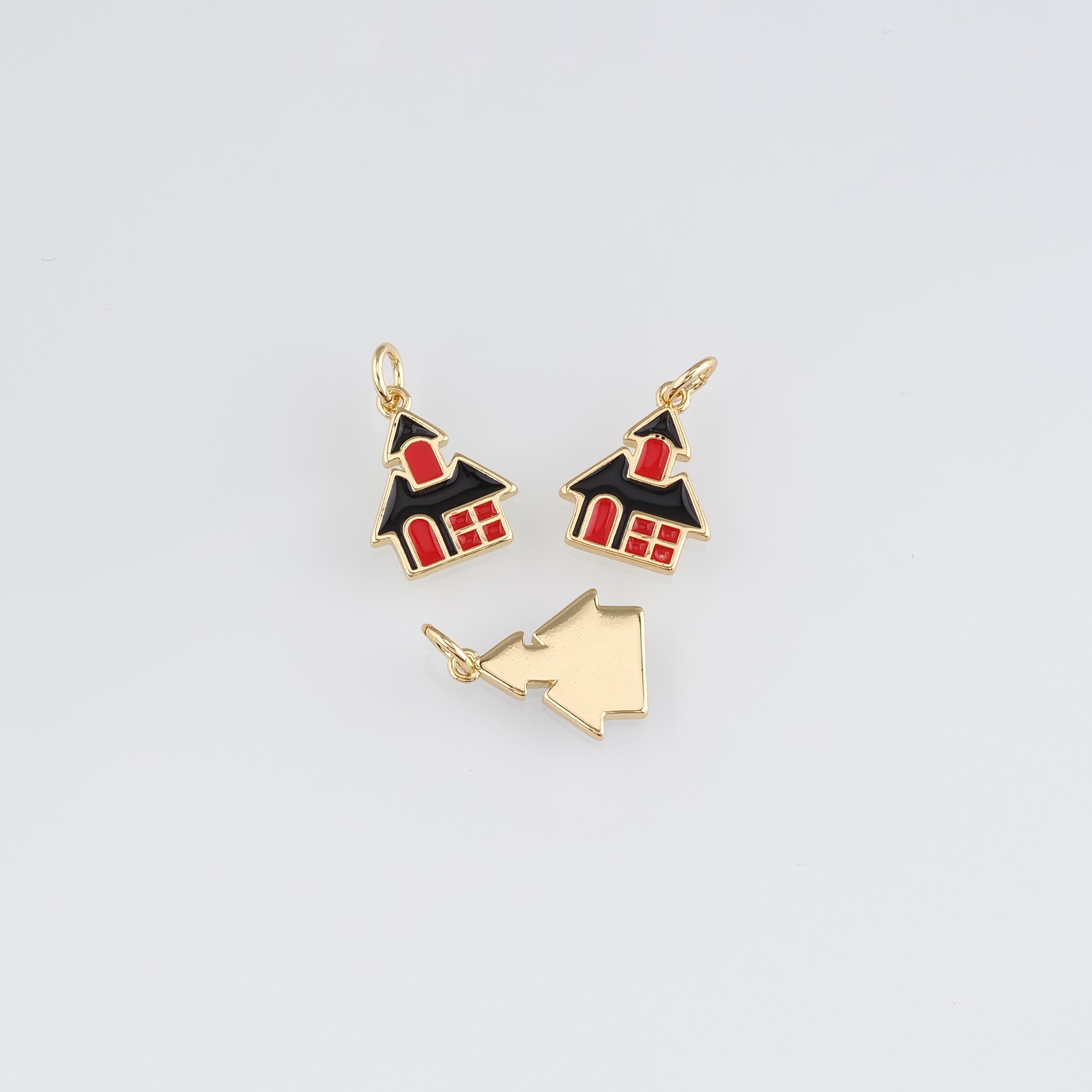 18K Gold Filled Home Pendant,Enamel Home Charm Earrings Necklace for DIY Jewelry Making Supply